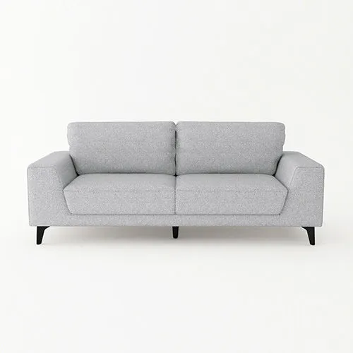 Light Grey Fabric 3 Seater Sofa, Linen Upholstered, Wooden Frame