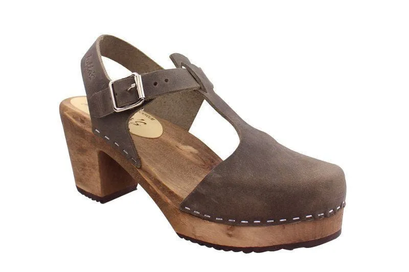 Lotta From Stockholm Highwood T-Bar Clogs Taupe