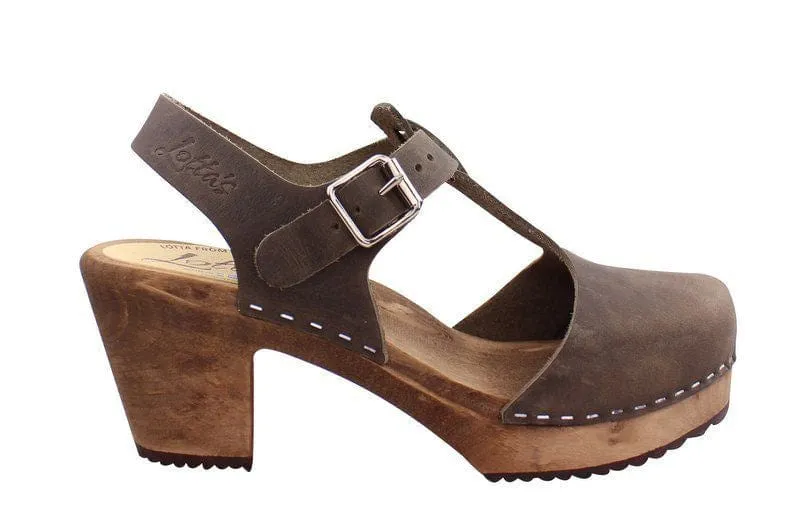 Lotta From Stockholm Highwood T-Bar Clogs Taupe