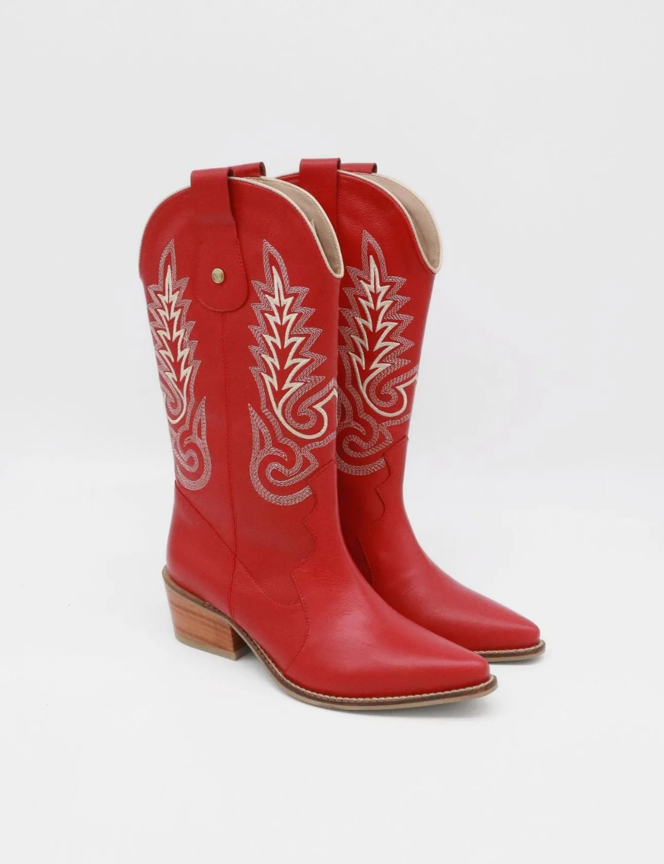 Loyal western cowboy boots in red leather women's shoes