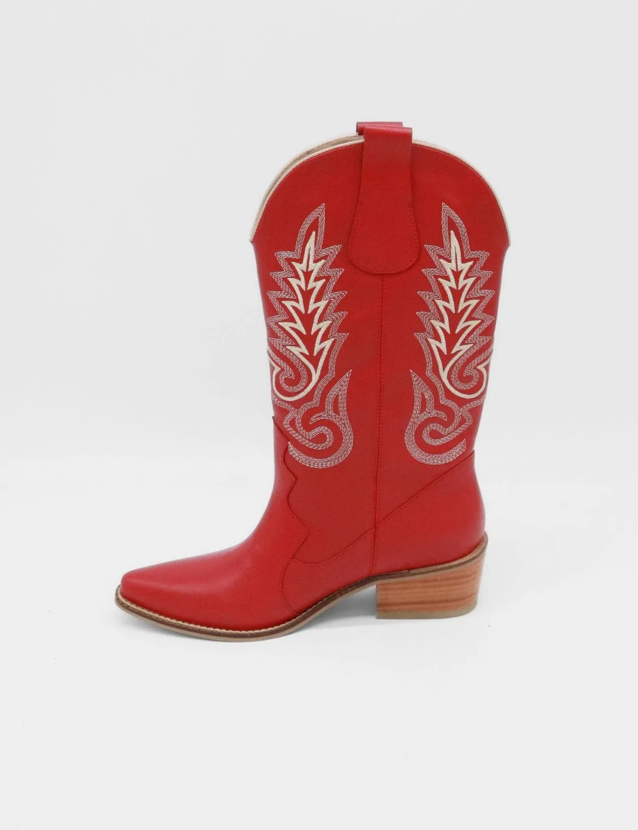 Loyal western cowboy boots in red leather women's shoes