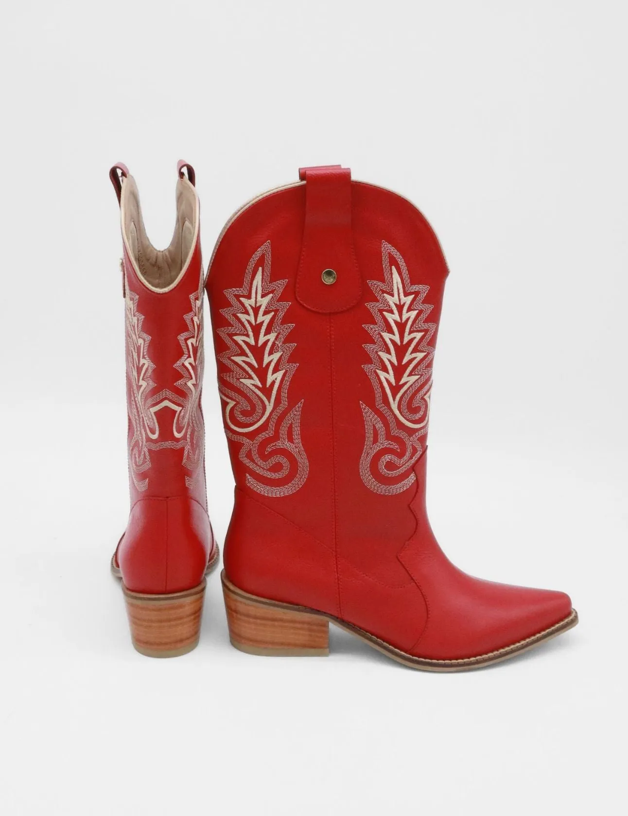 Loyal western cowboy boots in red leather women's shoes