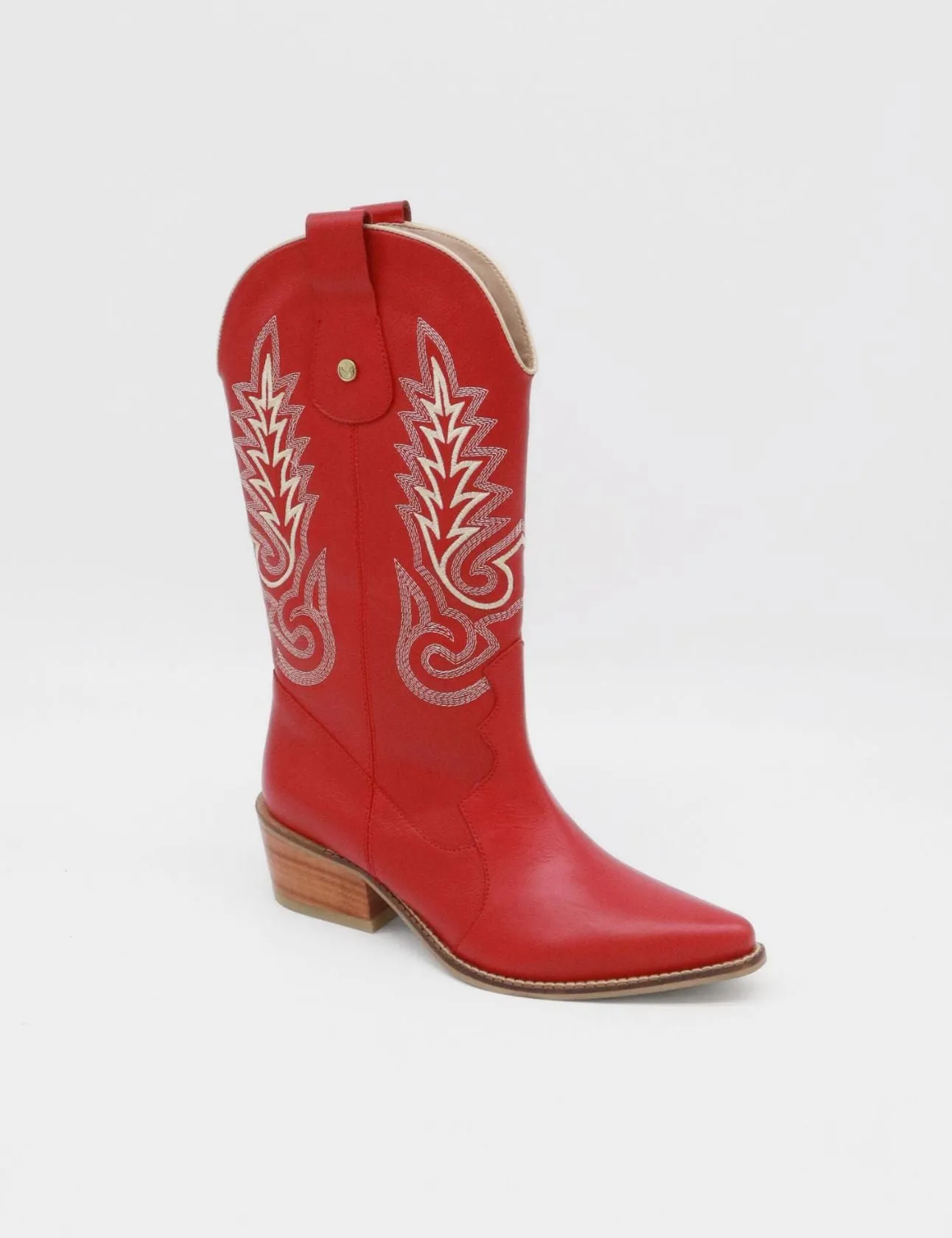 Loyal western cowboy boots in red leather women's shoes