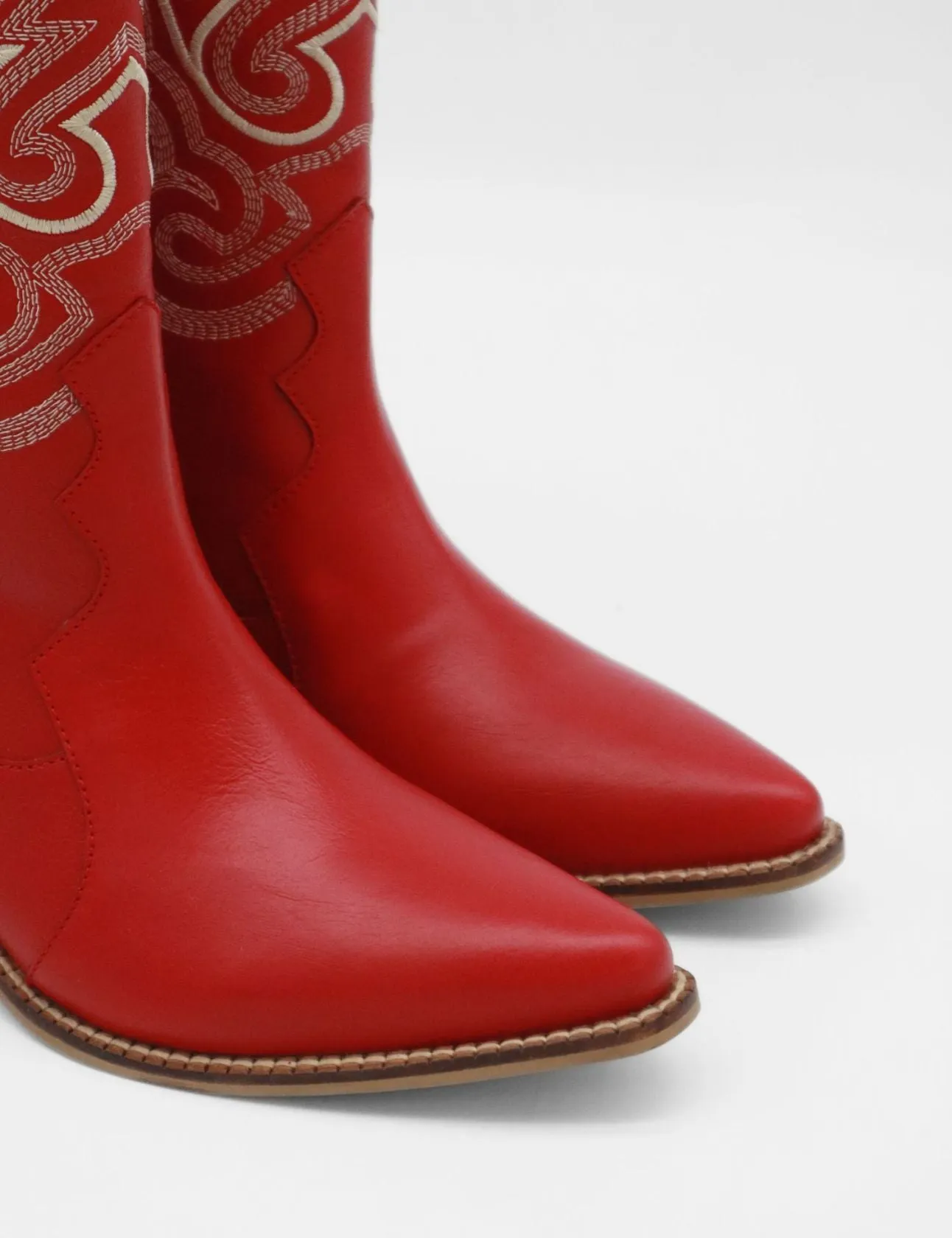 Loyal western cowboy boots in red leather women's shoes