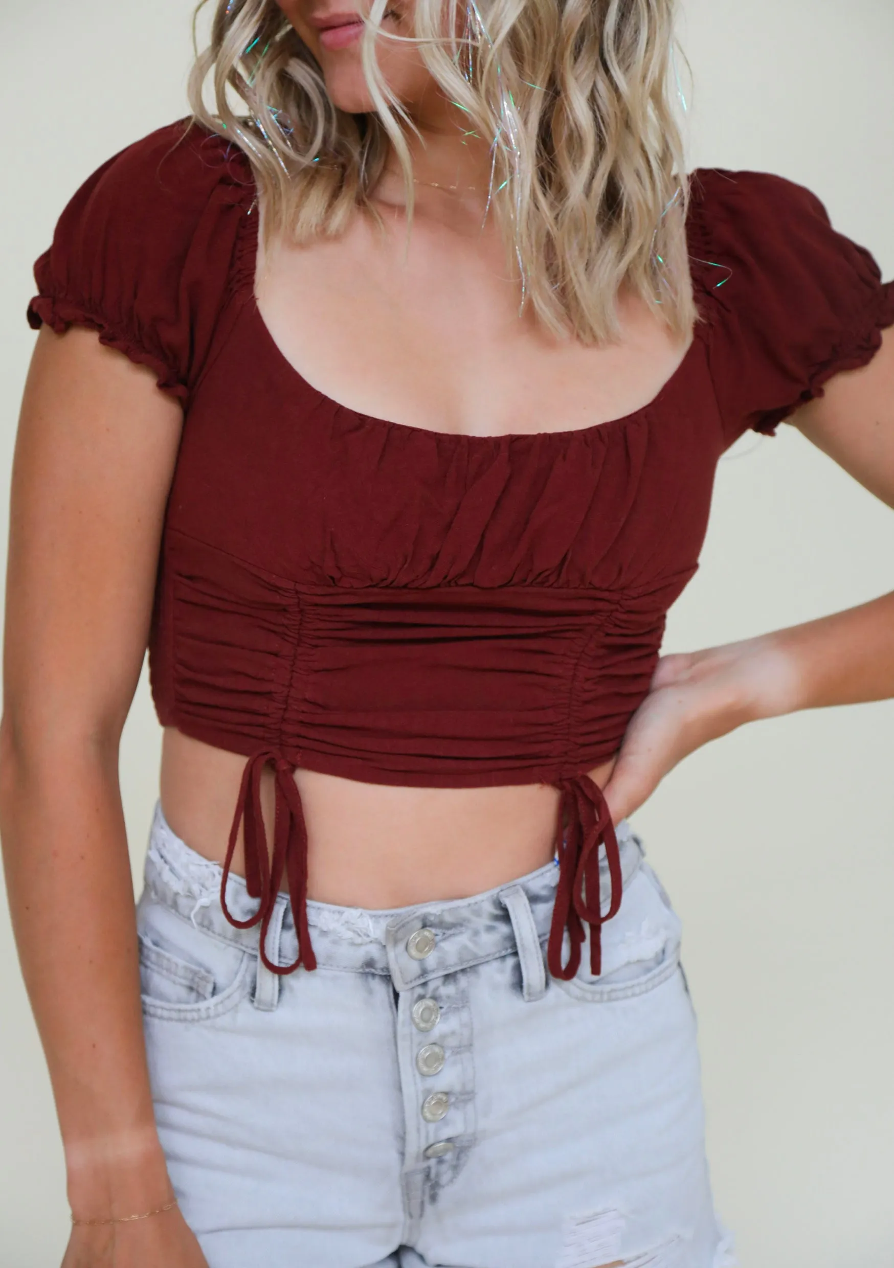 Major Attraction Crop Top in Maroon