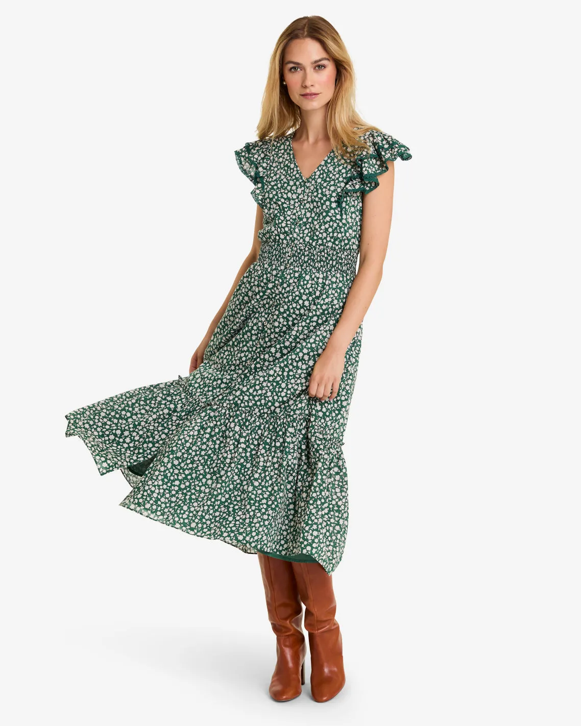 Meg Midi Dress in Gauzy Cotton