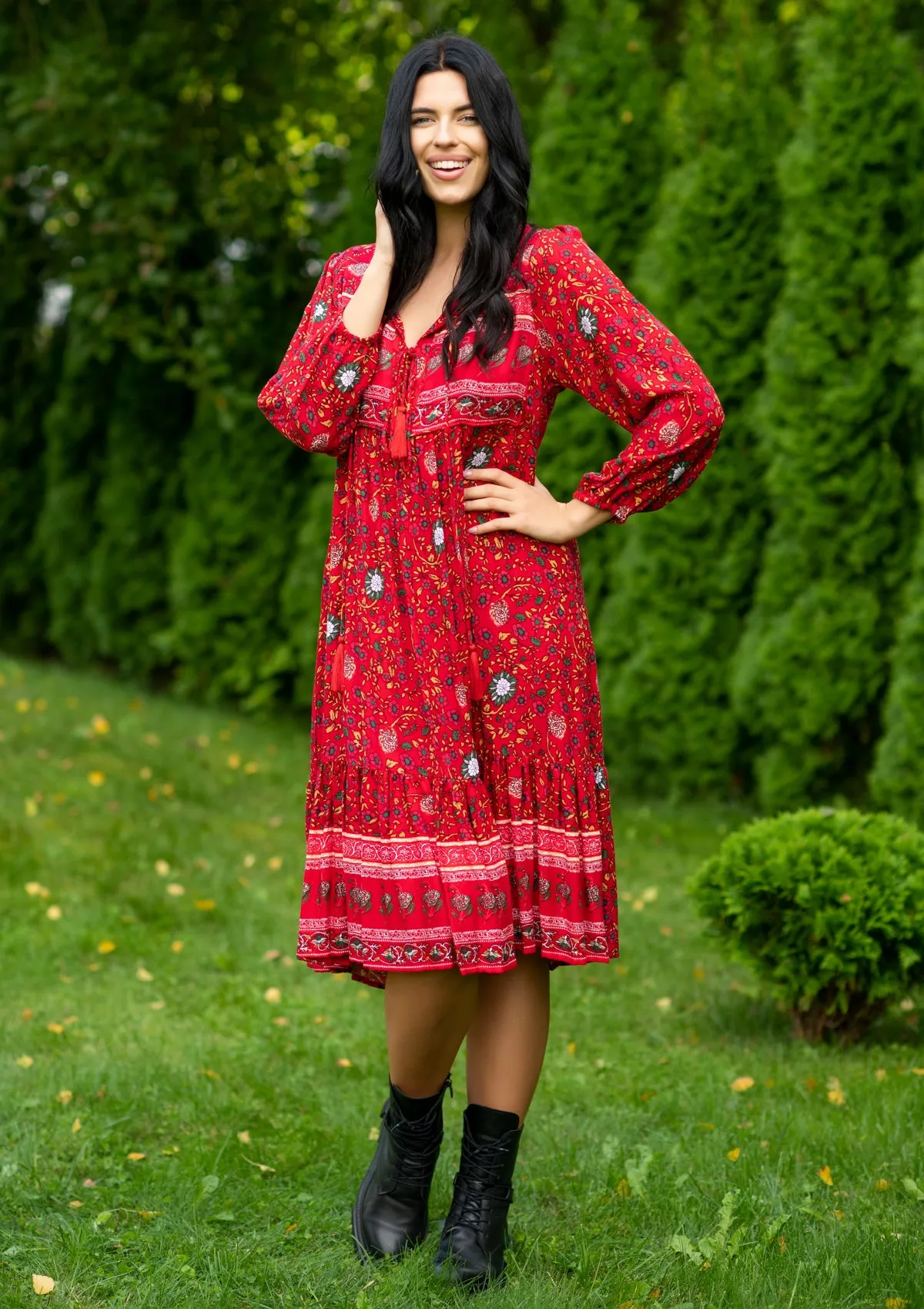 Melly Red Chili Midi Dress