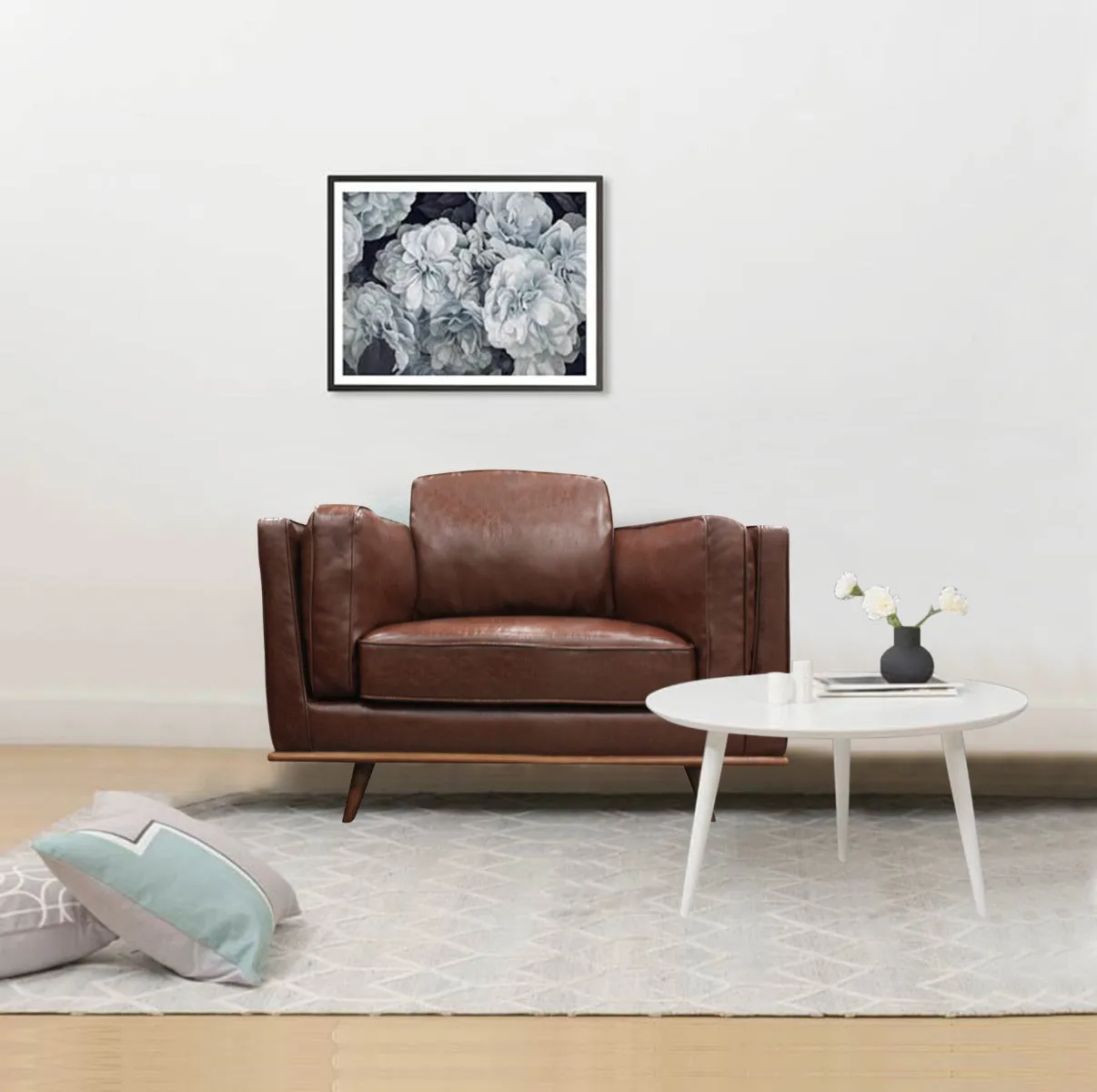 Modern Faux Leather Armchair, Wooden Frame, Comfy Foam, 1 Seater