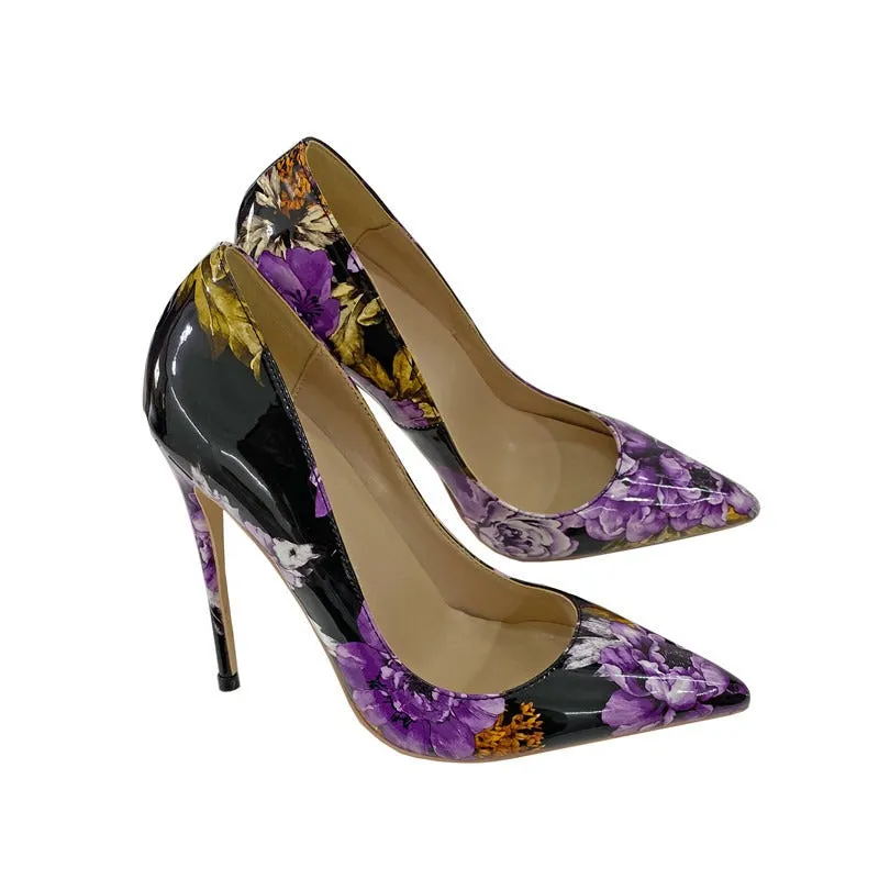 Pre Order:  Floral Contrast Shallow Mouth Stilettos