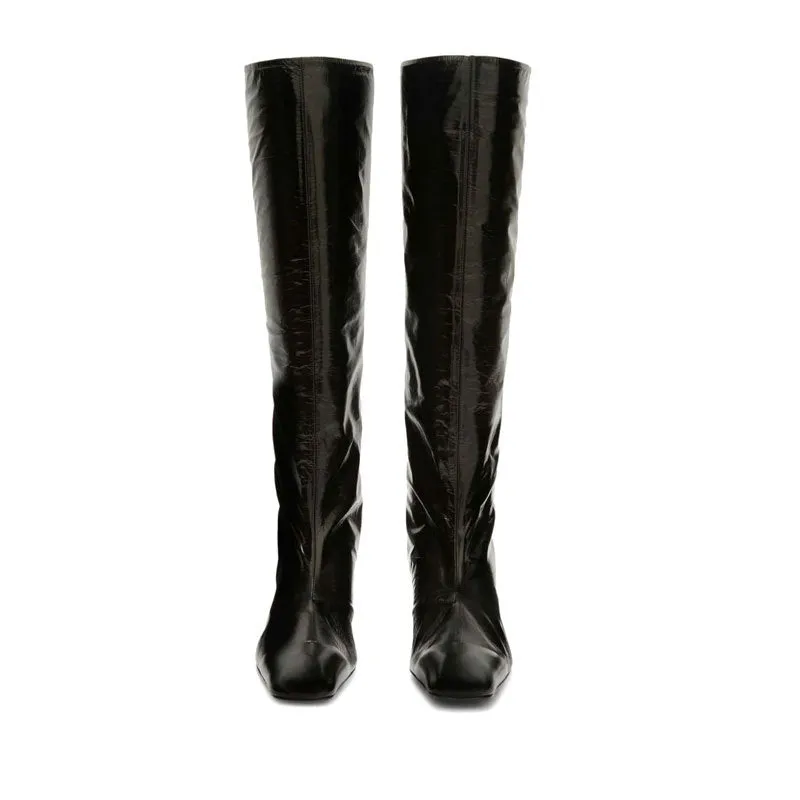 Pre Order:  Metal Sculptured Heel Knee High Boots