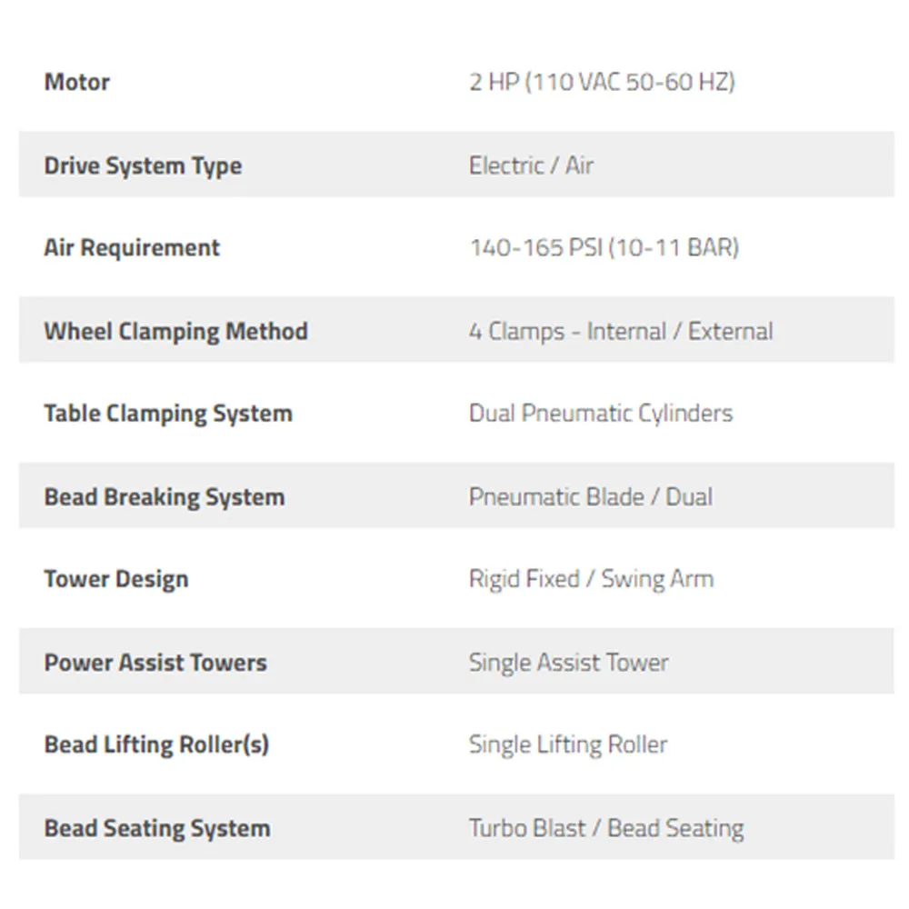 Ranger R980AT-L Swing Arm Tire Machine Single Tower Assist - 30" Capacity - Low Voltage Model