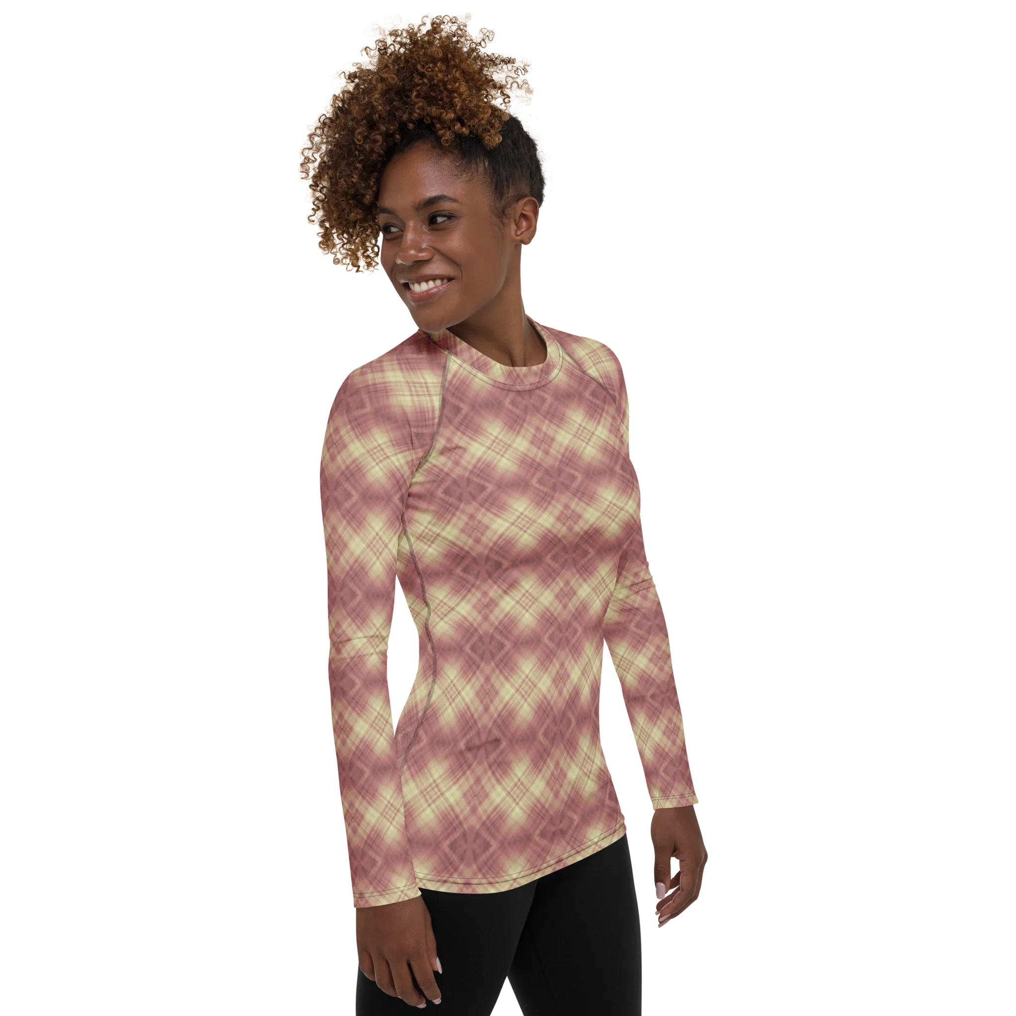 Recursia Argyle Rewired I Women's Rash Guard In Pink