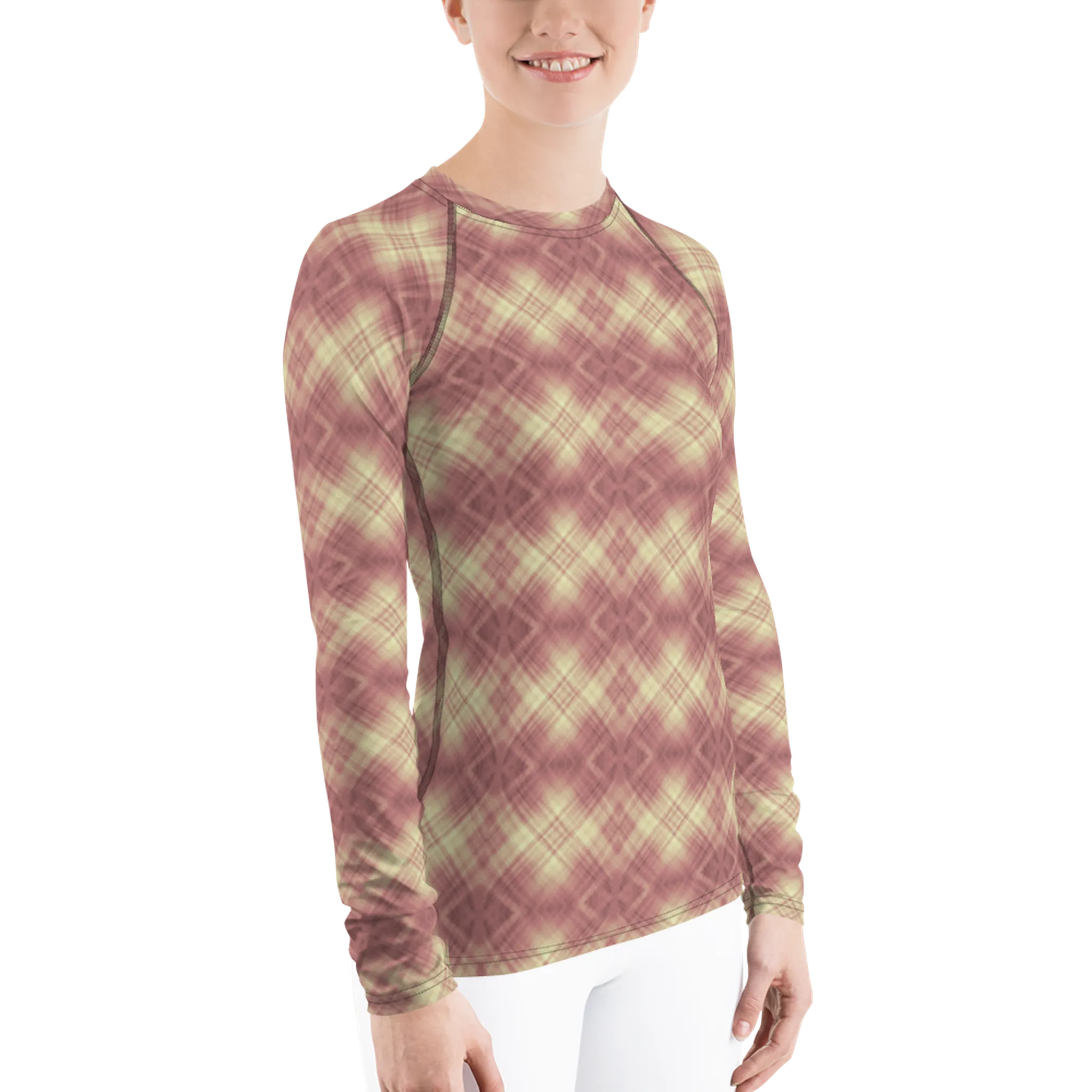 Recursia Argyle Rewired I Women's Rash Guard In Pink