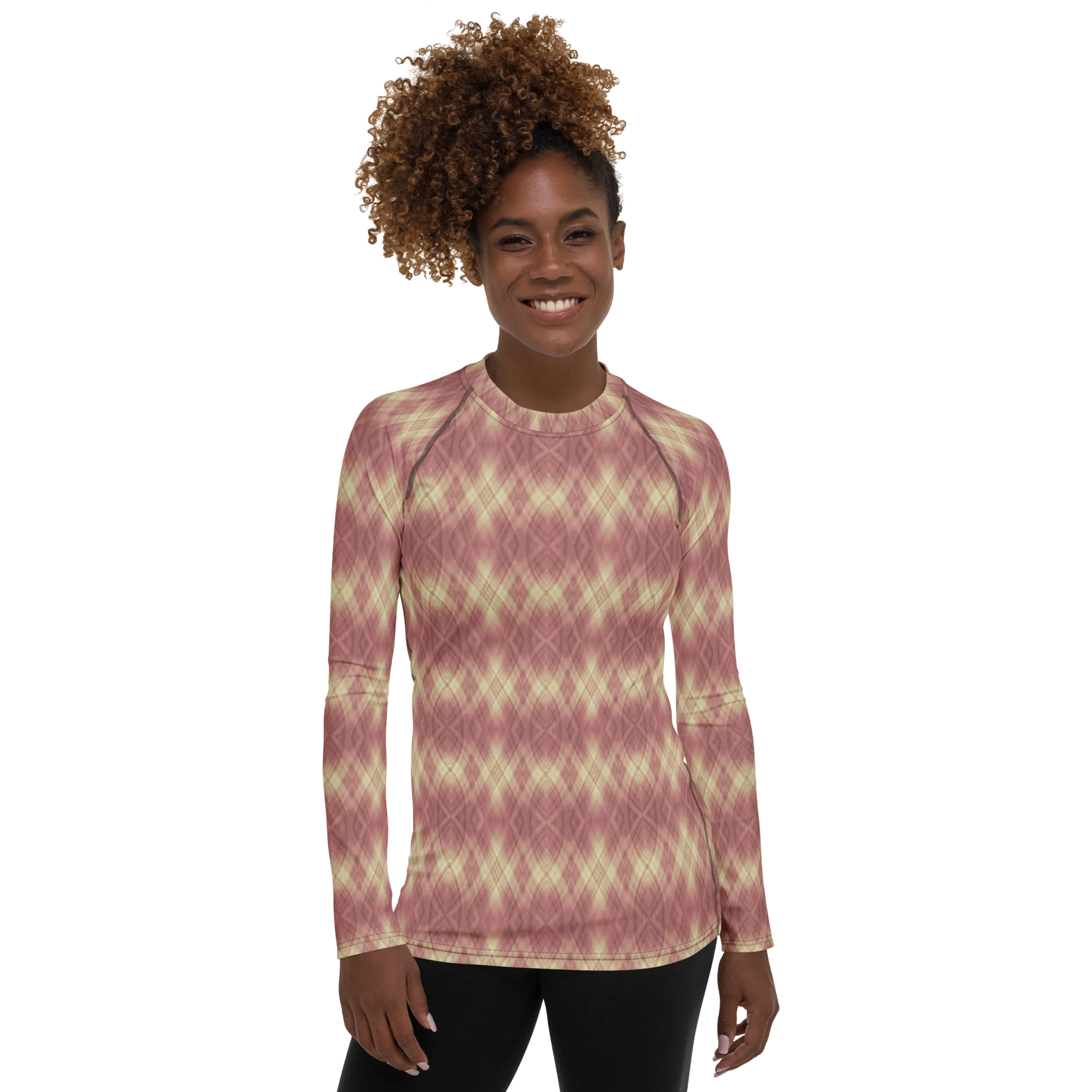 Recursia Argyle Rewired II Women's Rash Guard In Pink