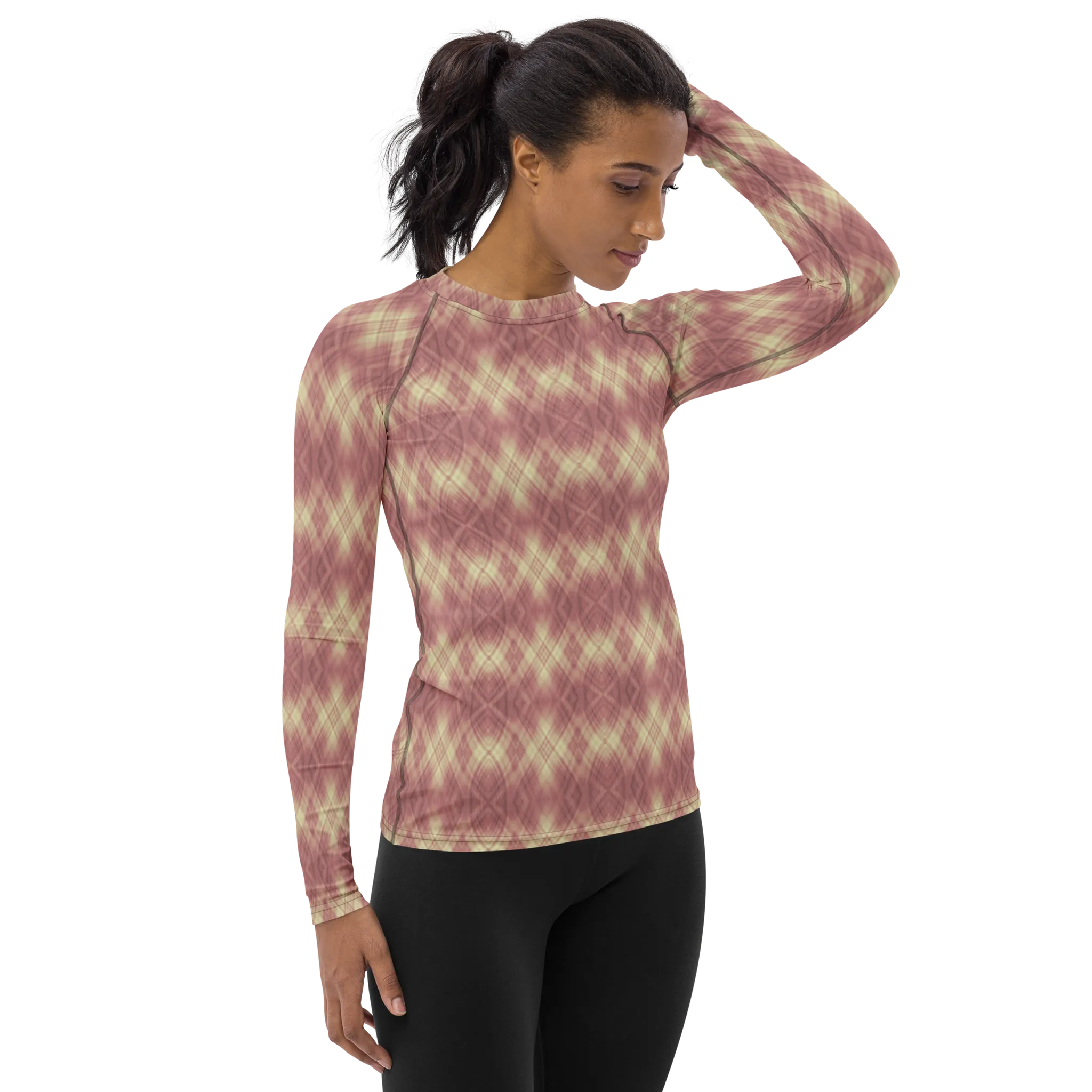 Recursia Argyle Rewired II Women's Rash Guard In Pink