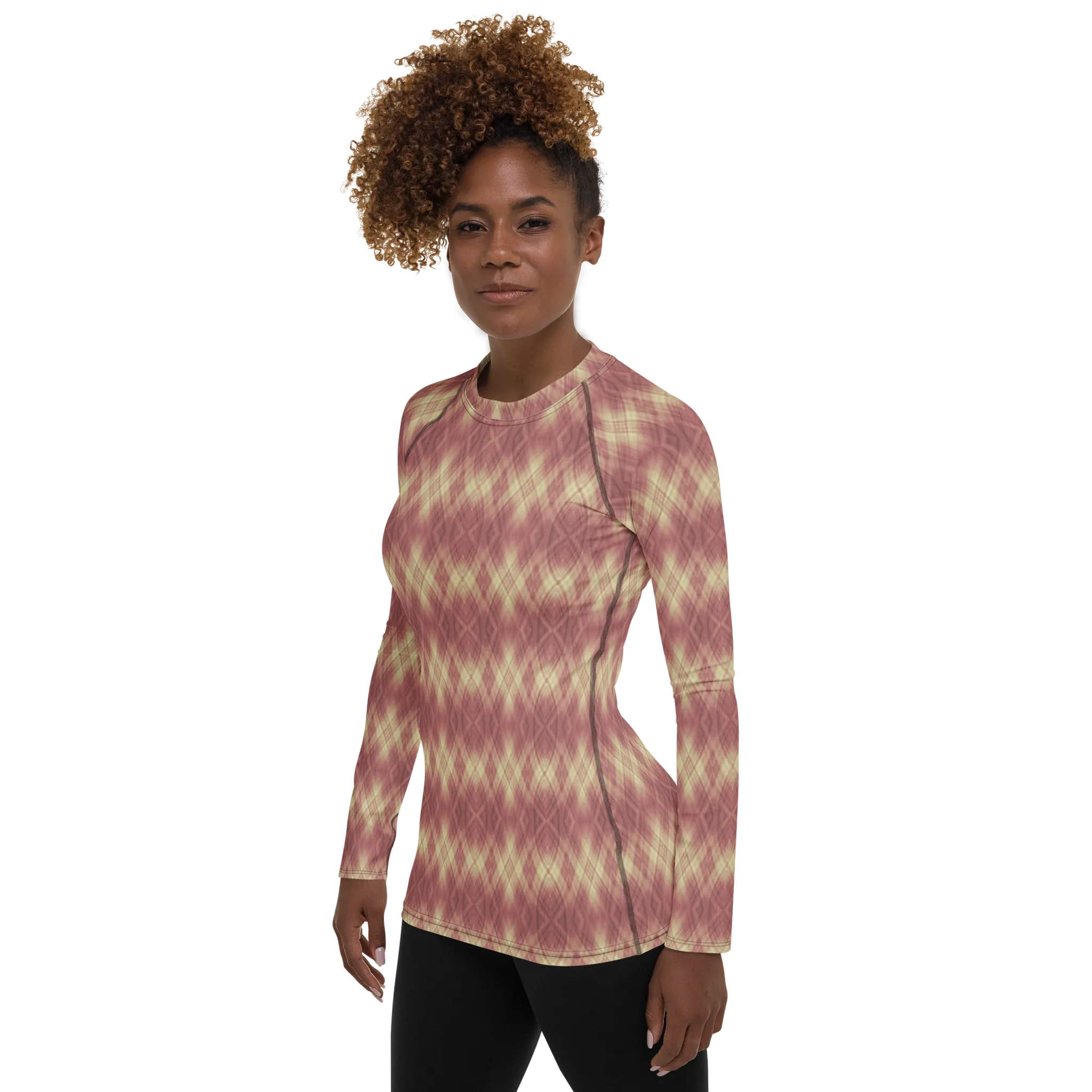 Recursia Argyle Rewired II Women's Rash Guard In Pink