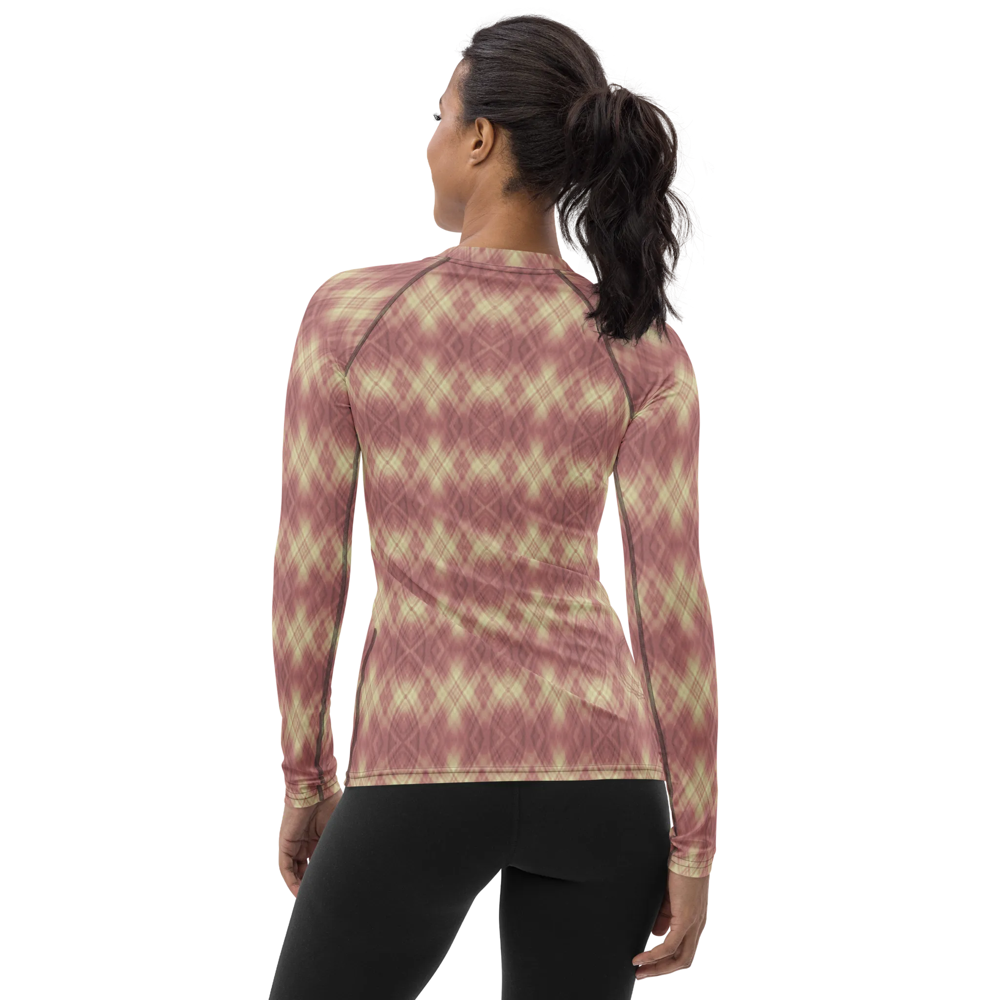 Recursia Argyle Rewired II Women's Rash Guard In Pink