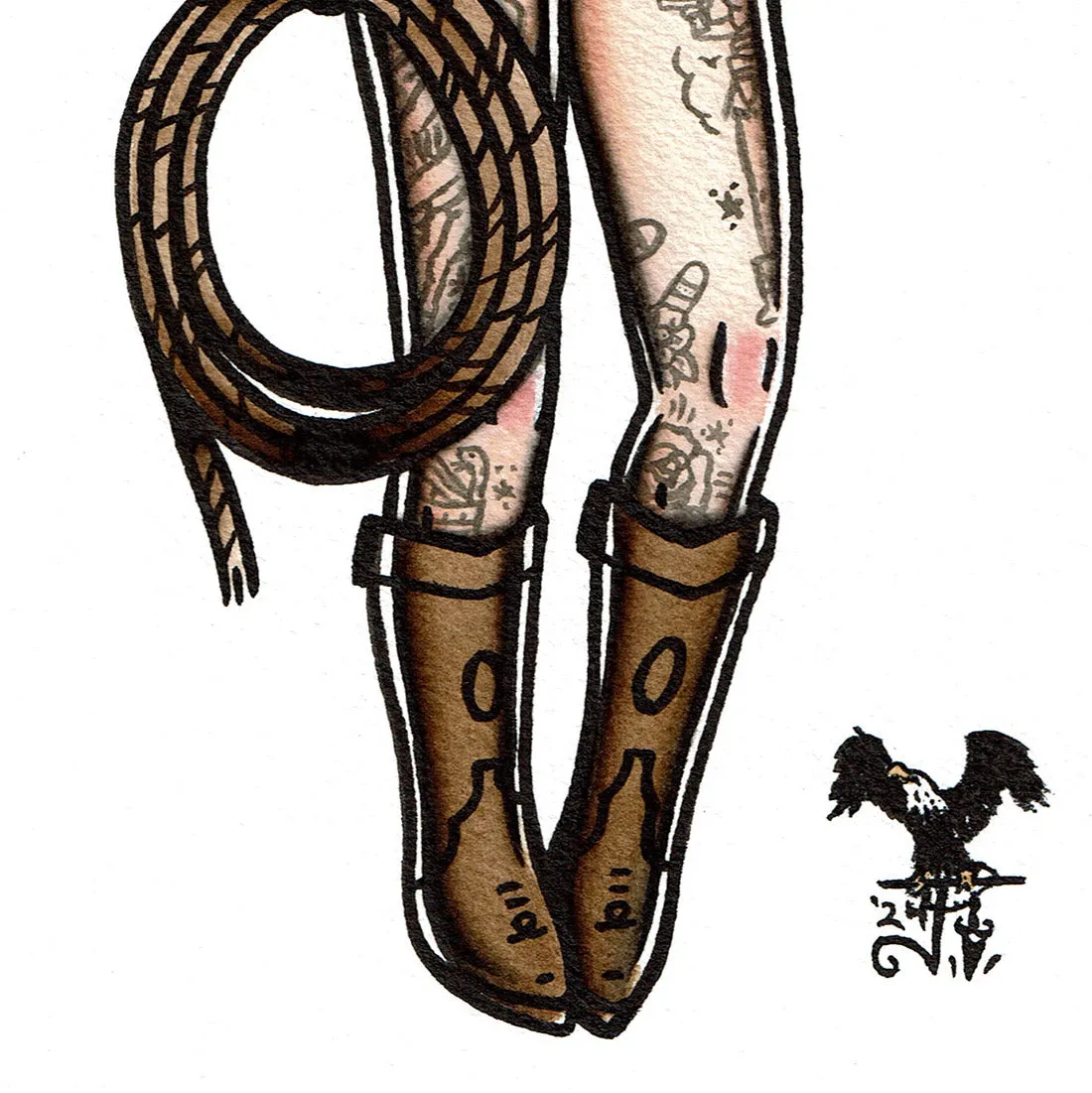 Rope Cowgirl Pinup Original Painting