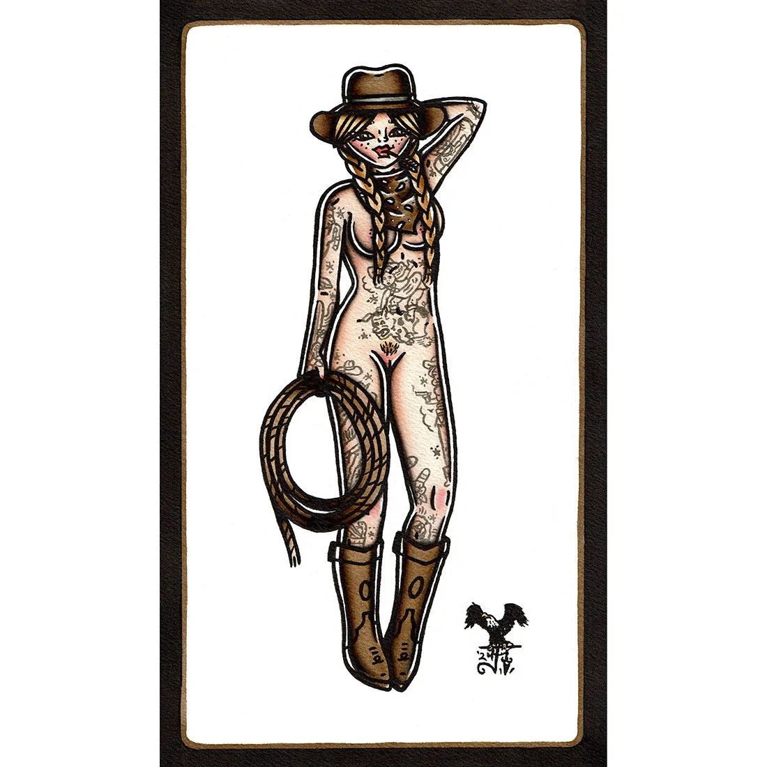 Rope Cowgirl Pinup Original Painting