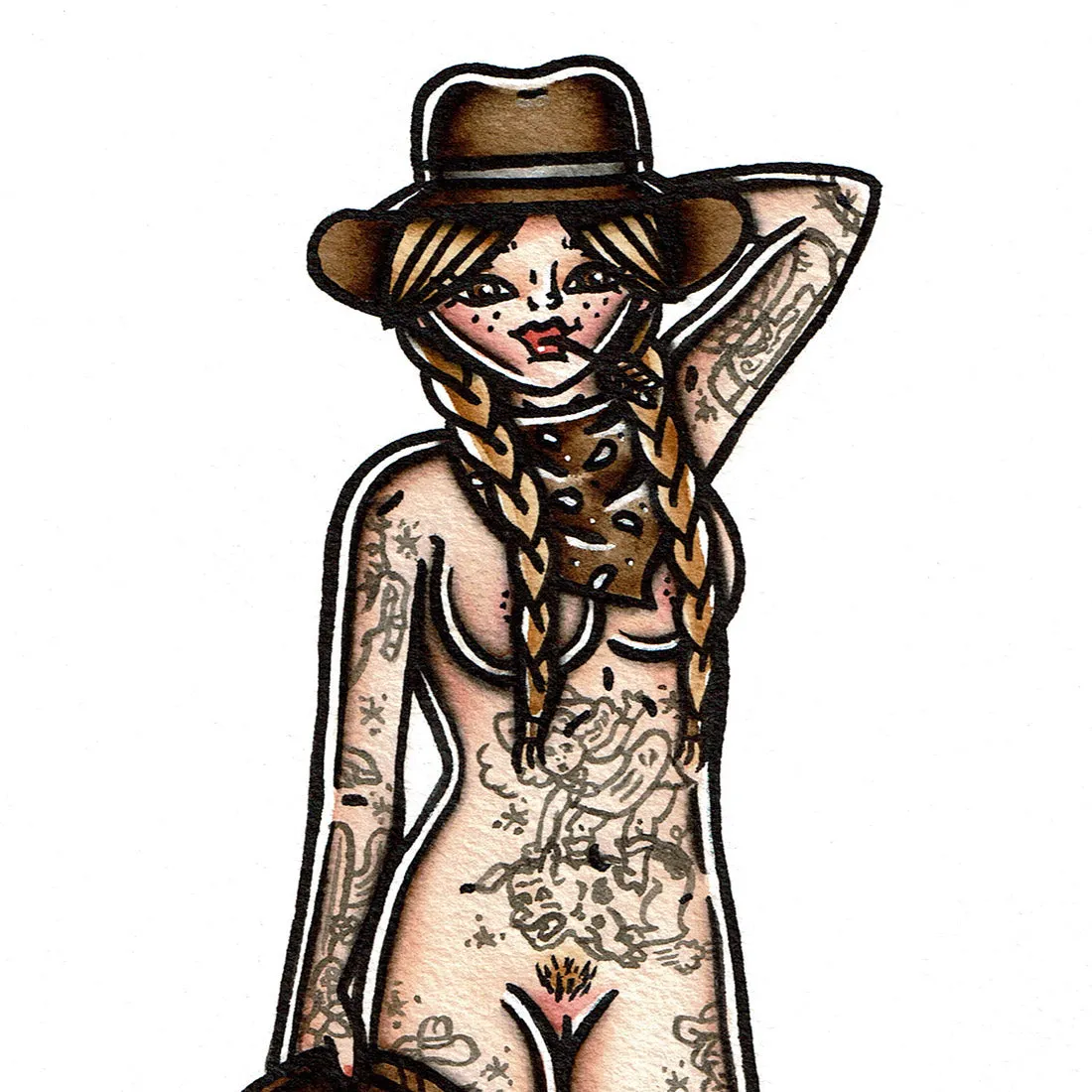 Rope Cowgirl Pinup Original Painting