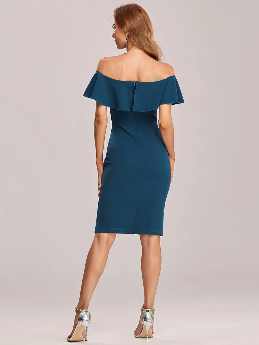 Ruffled Sleeveless Above the Knee Bodycon Cocktail Dress