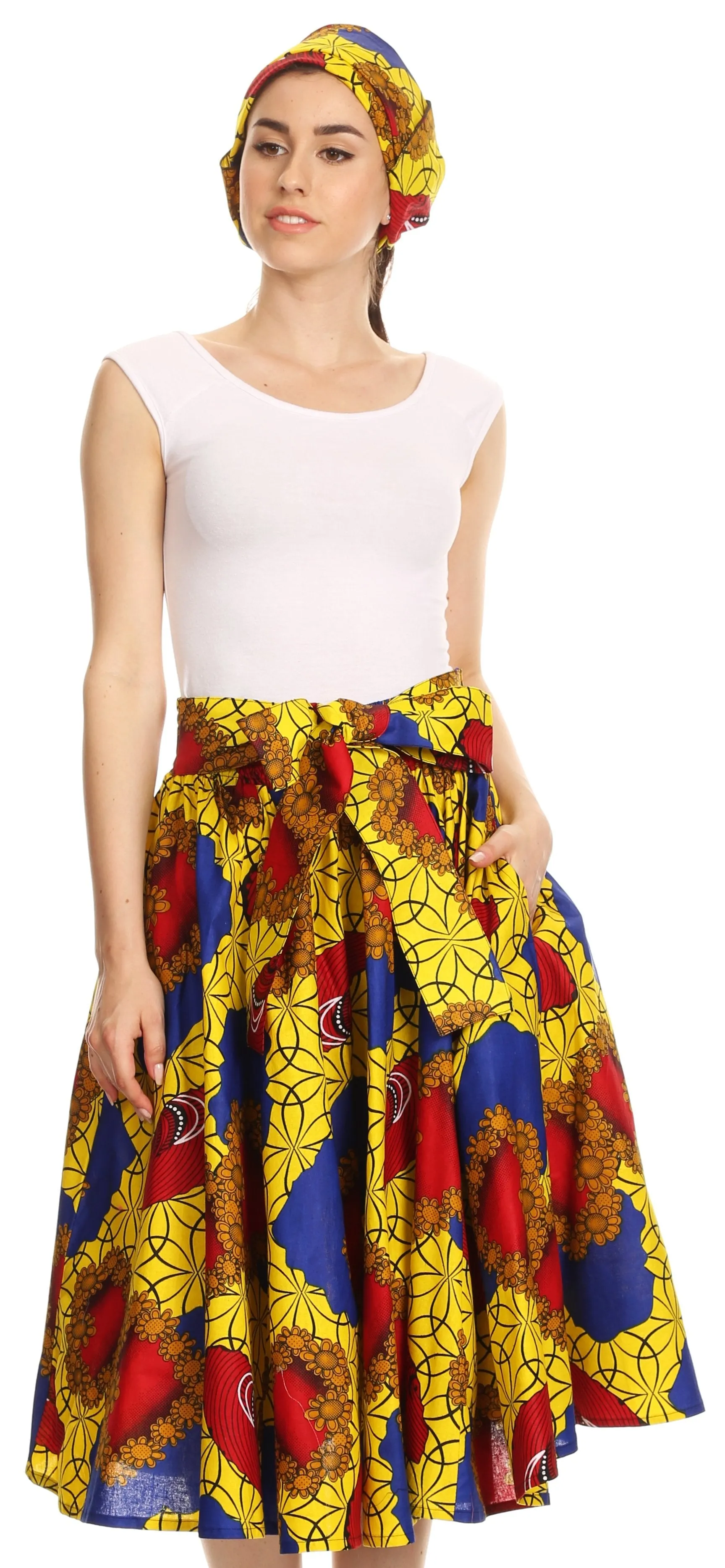 Sakkas African Dutch Ankara Wax Print Full Circle Skirt