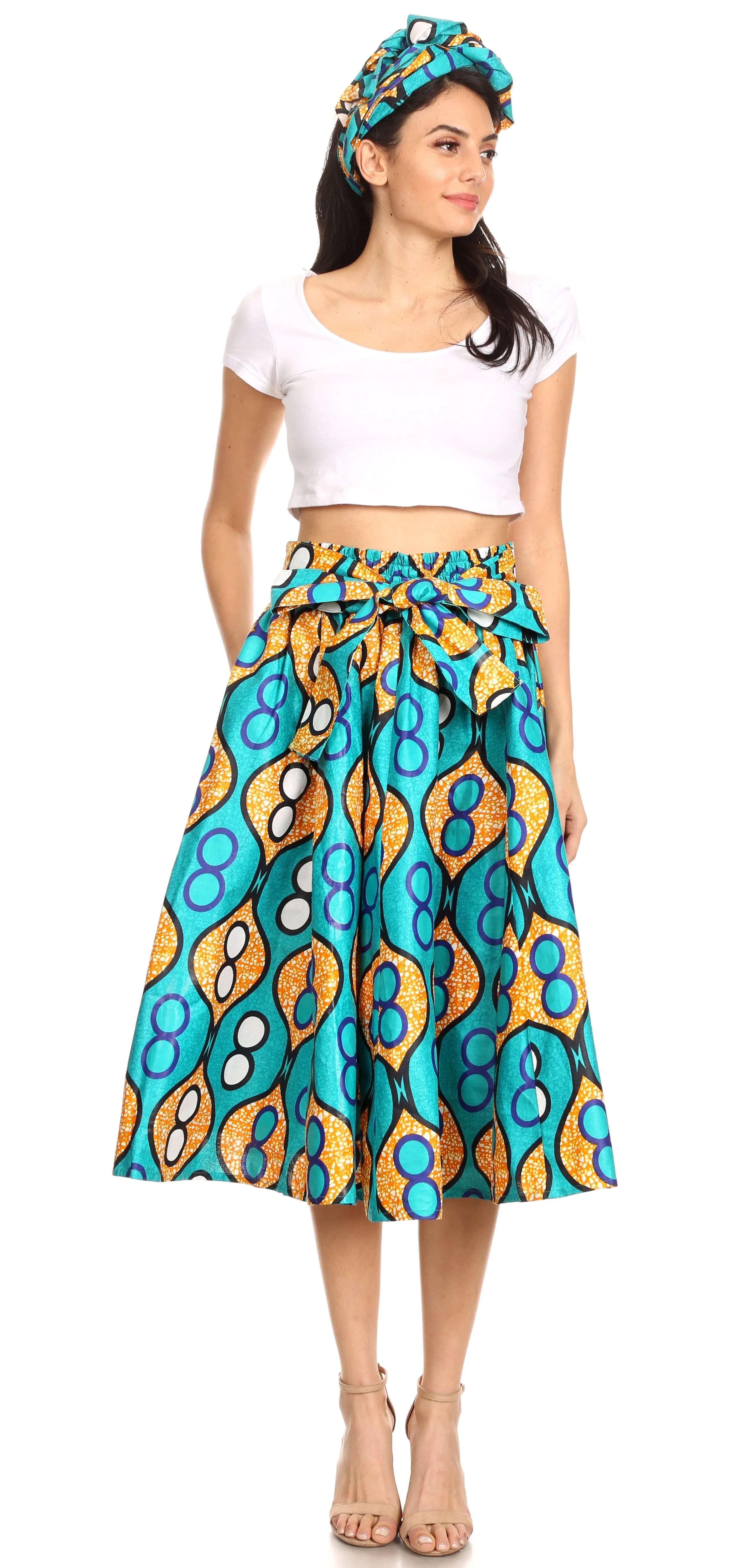 Sakkas African Dutch Ankara Wax Print Full Circle Skirt