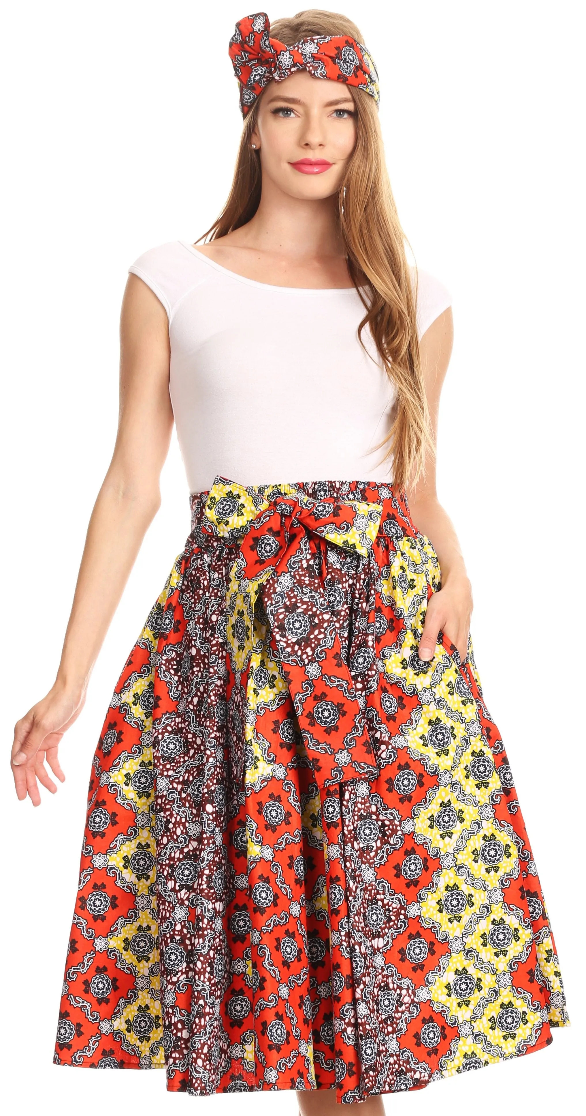 Sakkas African Dutch Ankara Wax Print Full Circle Skirt