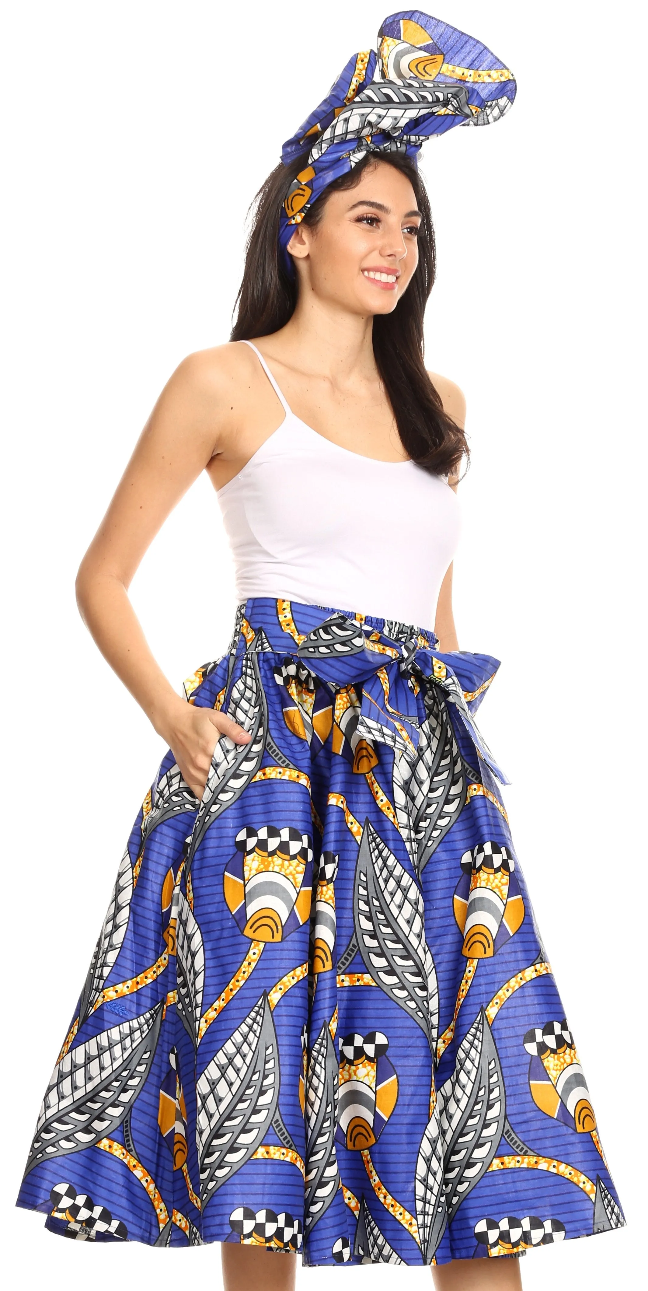 Sakkas African Dutch Ankara Wax Print Full Circle Skirt