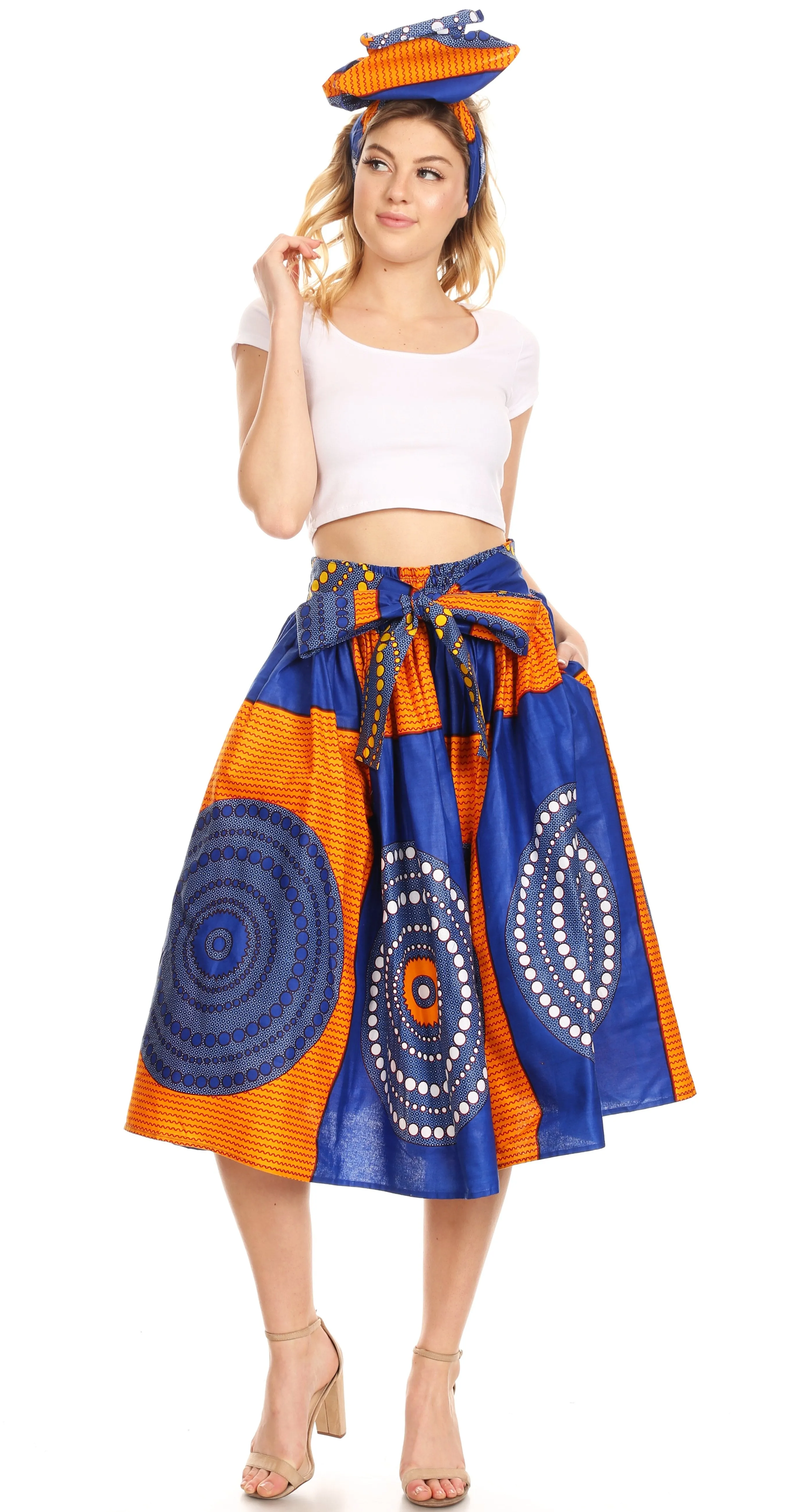 Sakkas African Dutch Ankara Wax Print Full Circle Skirt