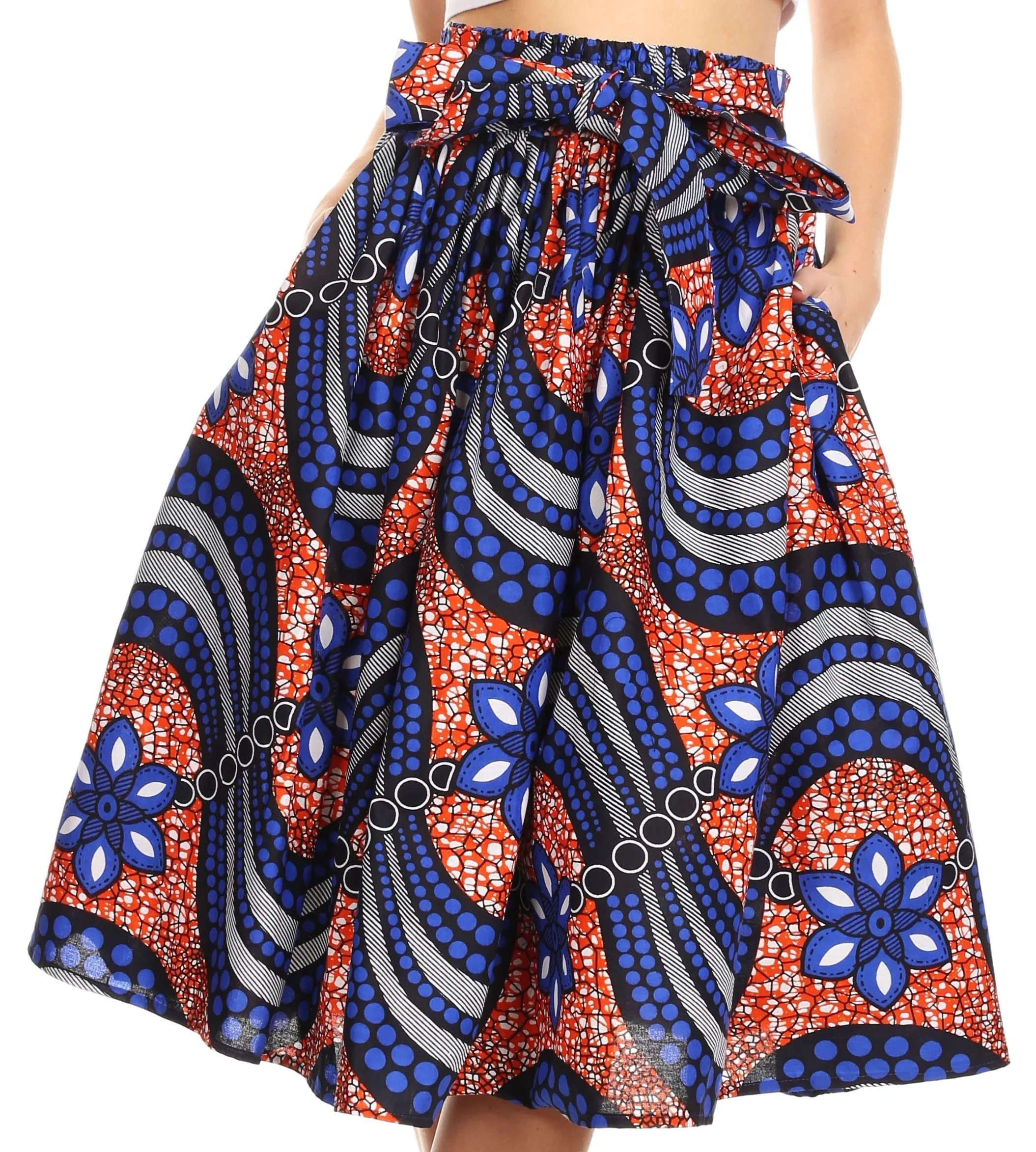 Sakkas African Dutch Ankara Wax Print Full Circle Skirt