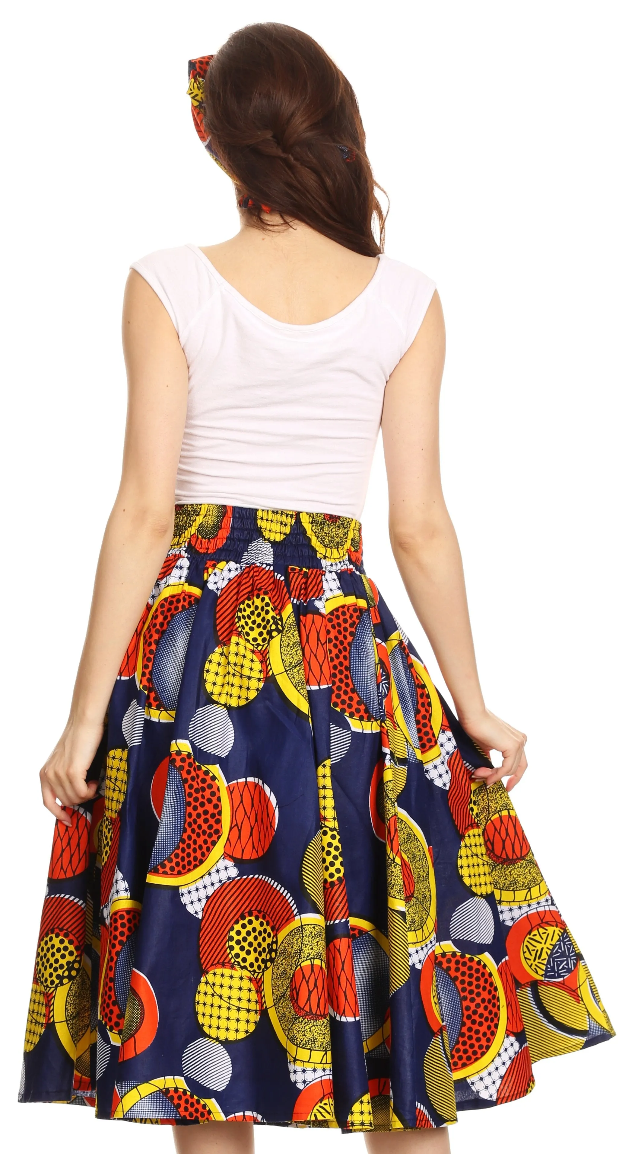 Sakkas African Dutch Ankara Wax Print Full Circle Skirt