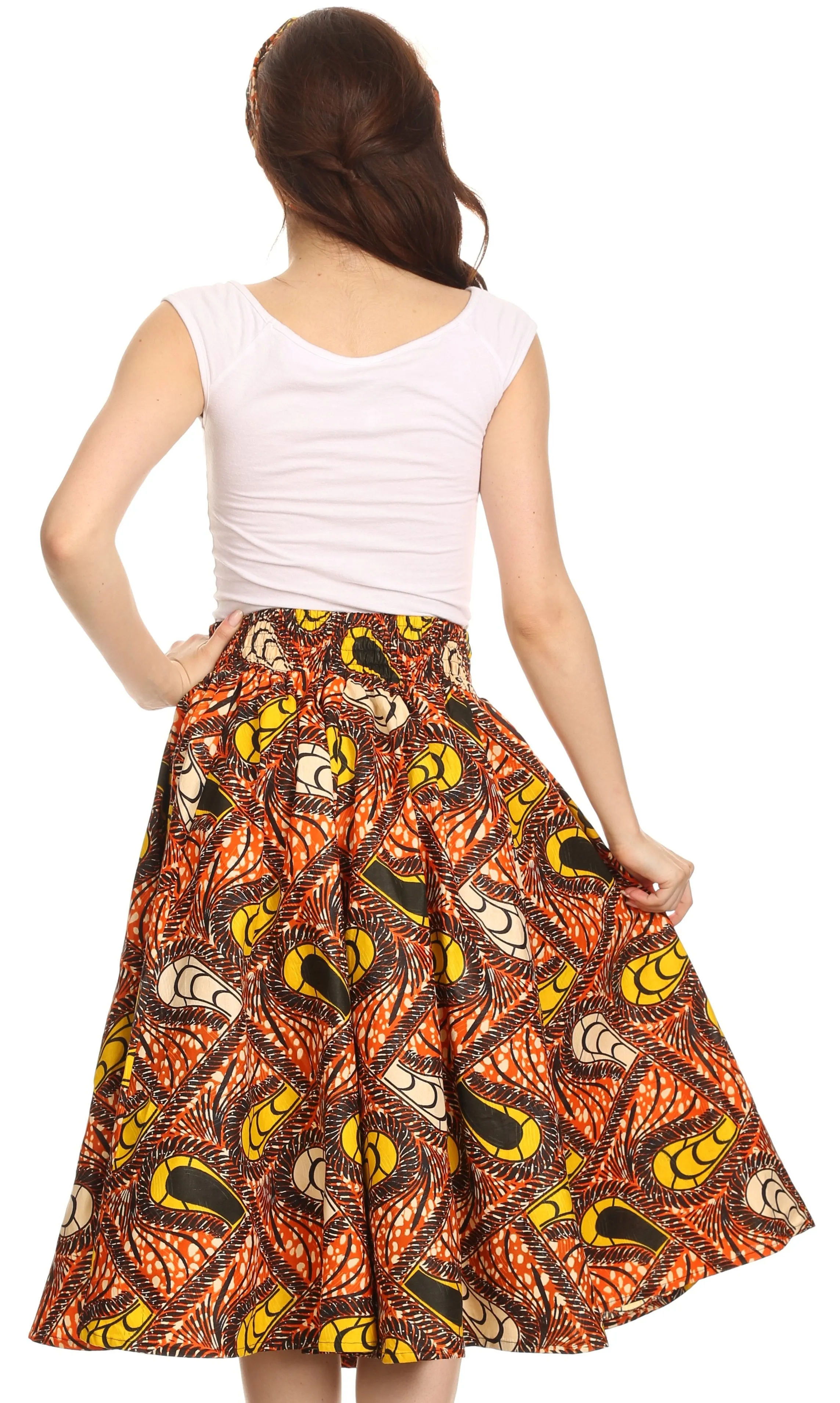 Sakkas African Dutch Ankara Wax Print Full Circle Skirt