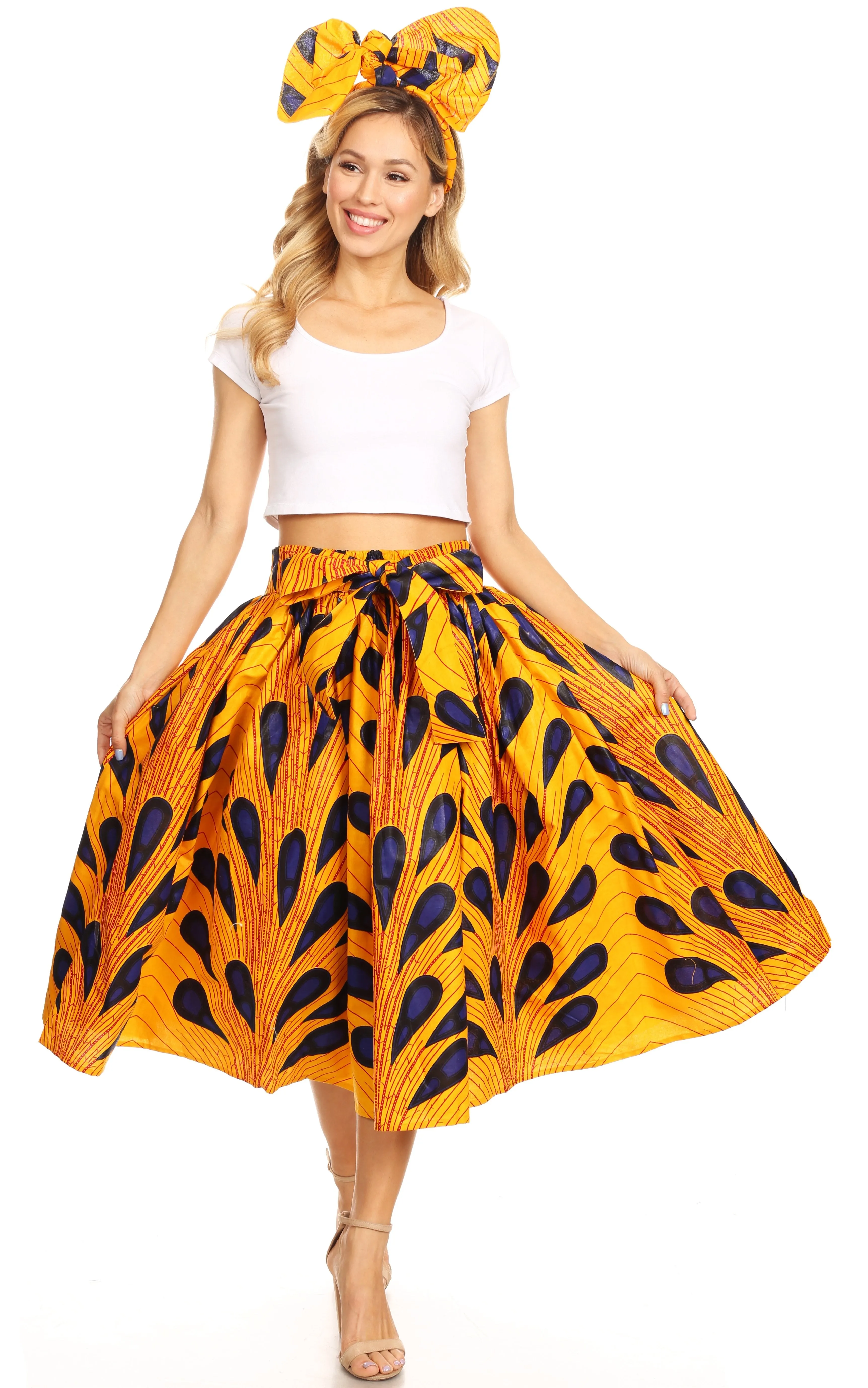 Sakkas African Dutch Ankara Wax Print Full Circle Skirt