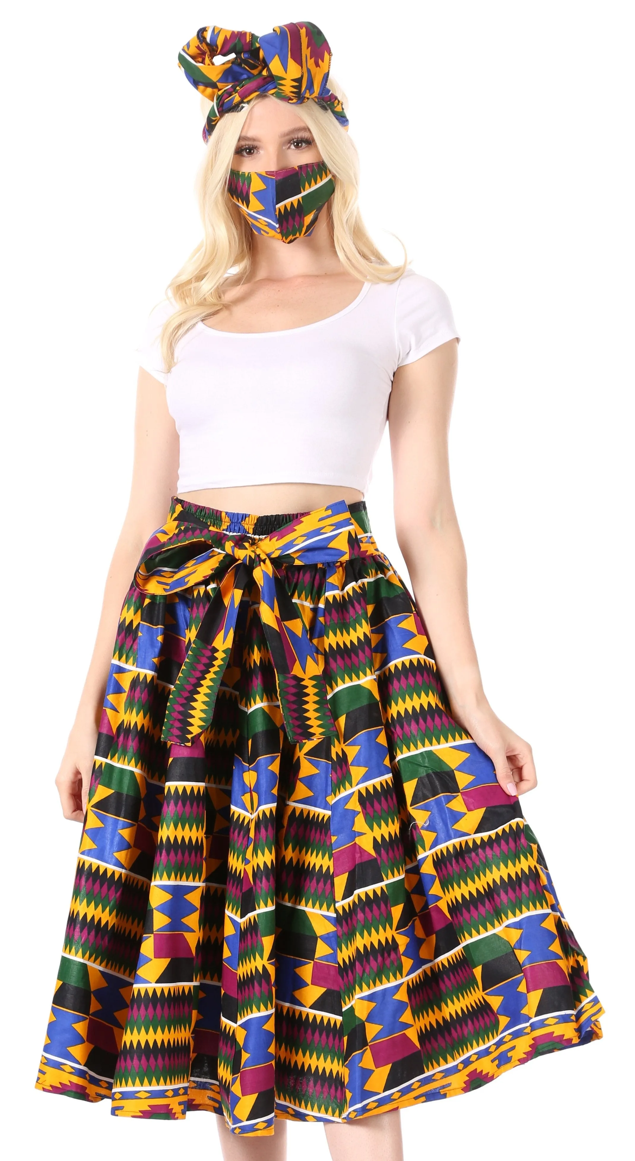 Sakkas African Dutch Ankara Wax Print Full Circle Skirt