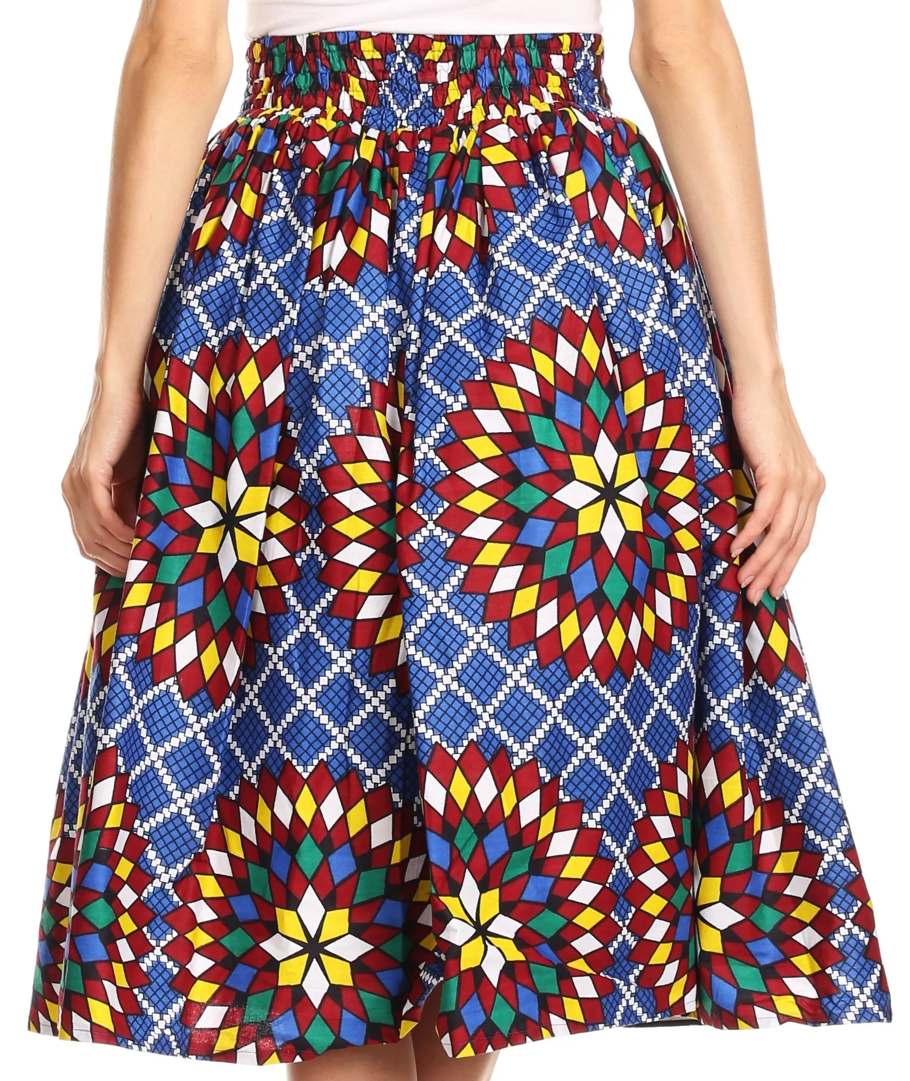 Sakkas African Dutch Ankara Wax Print Full Circle Skirt