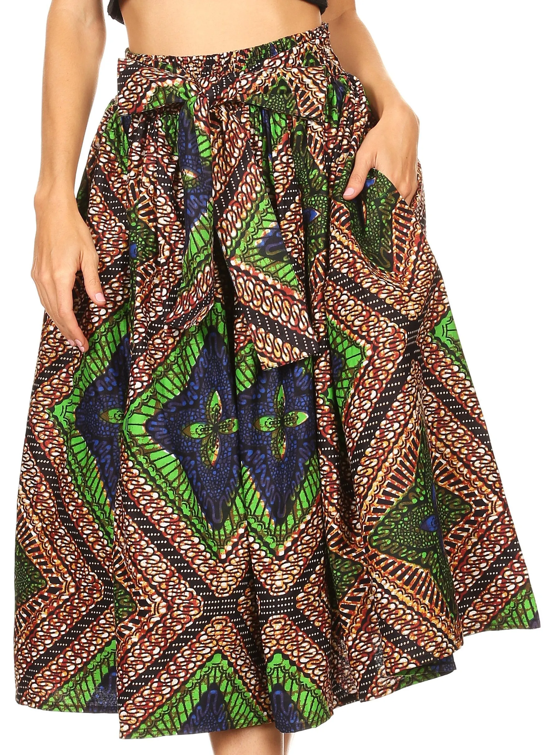 Sakkas African Dutch Ankara Wax Print Full Circle Skirt