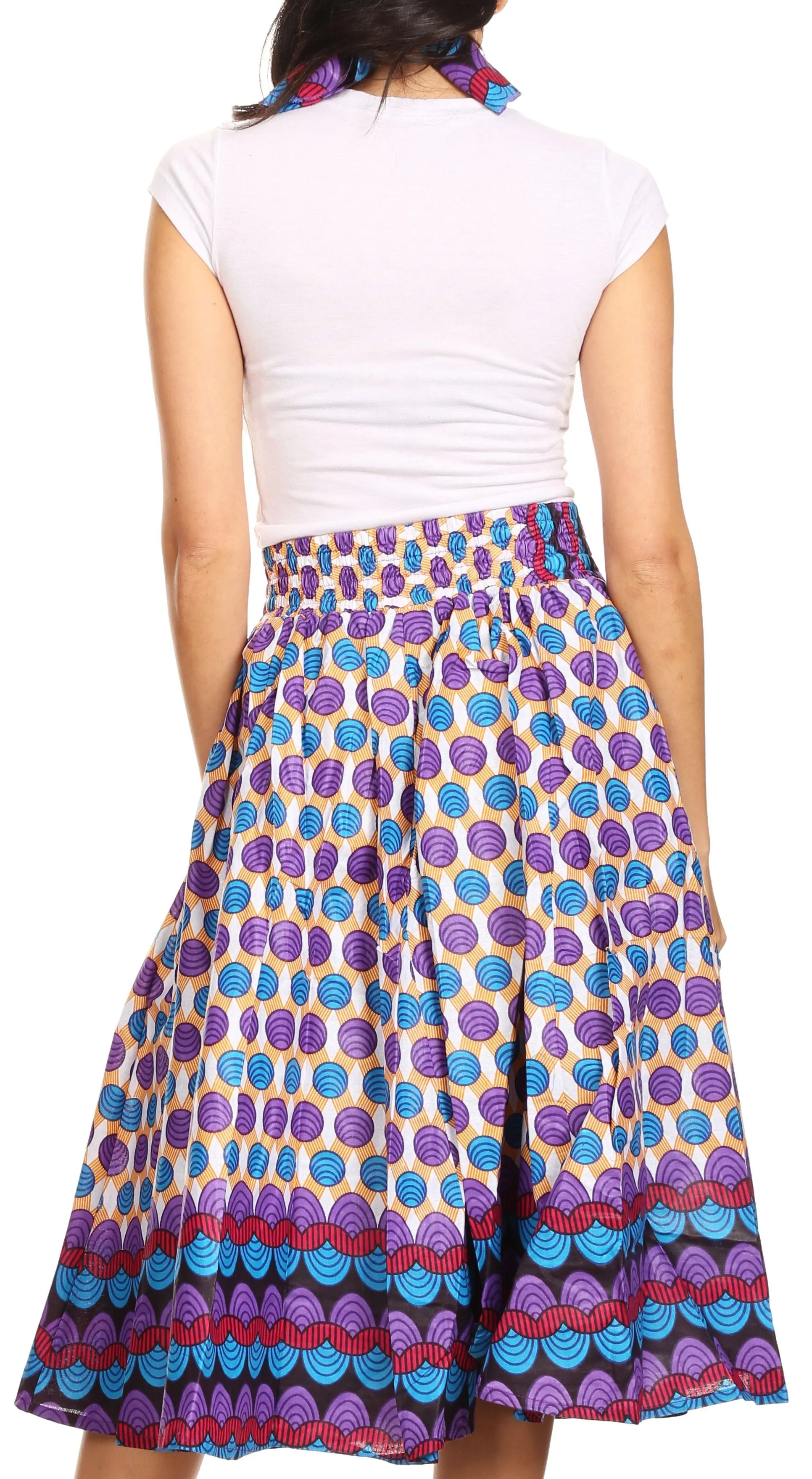 Sakkas African Dutch Ankara Wax Print Full Circle Skirt