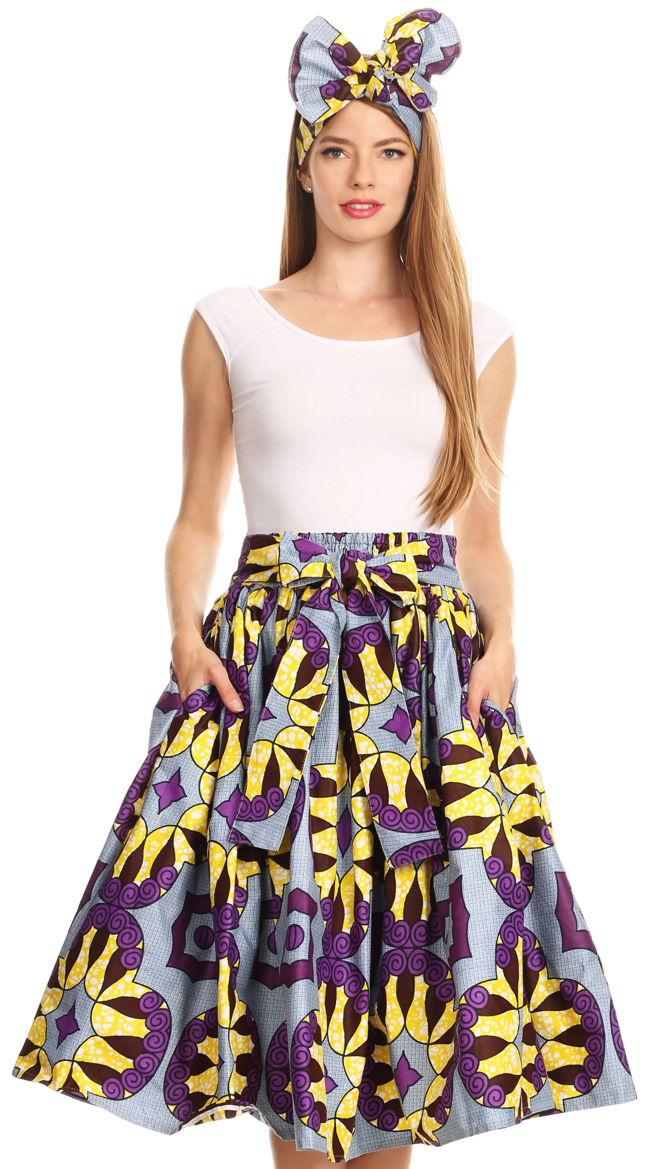 Sakkas African Dutch Ankara Wax Print Full Circle Skirt