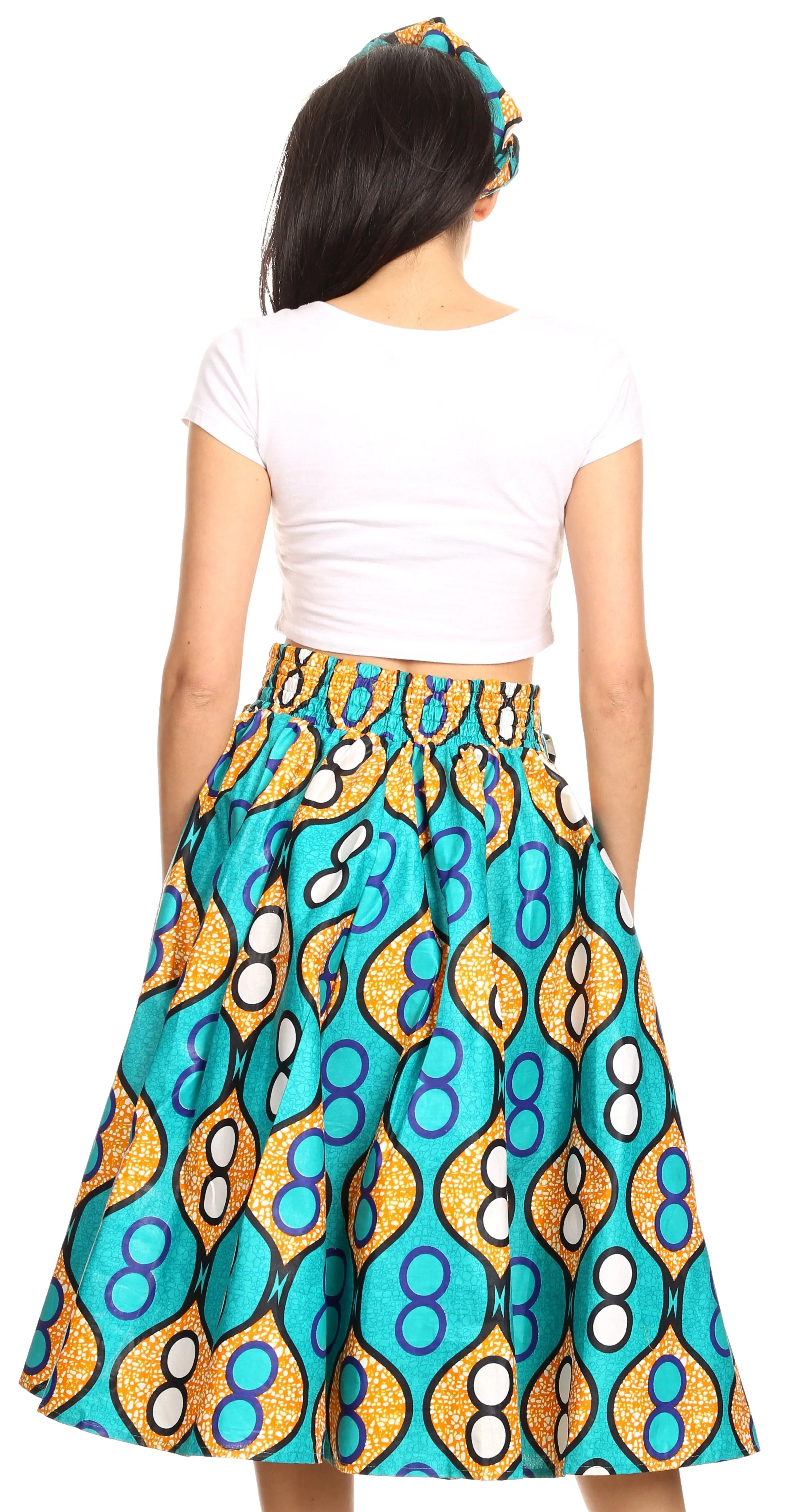 Sakkas African Dutch Ankara Wax Print Full Circle Skirt