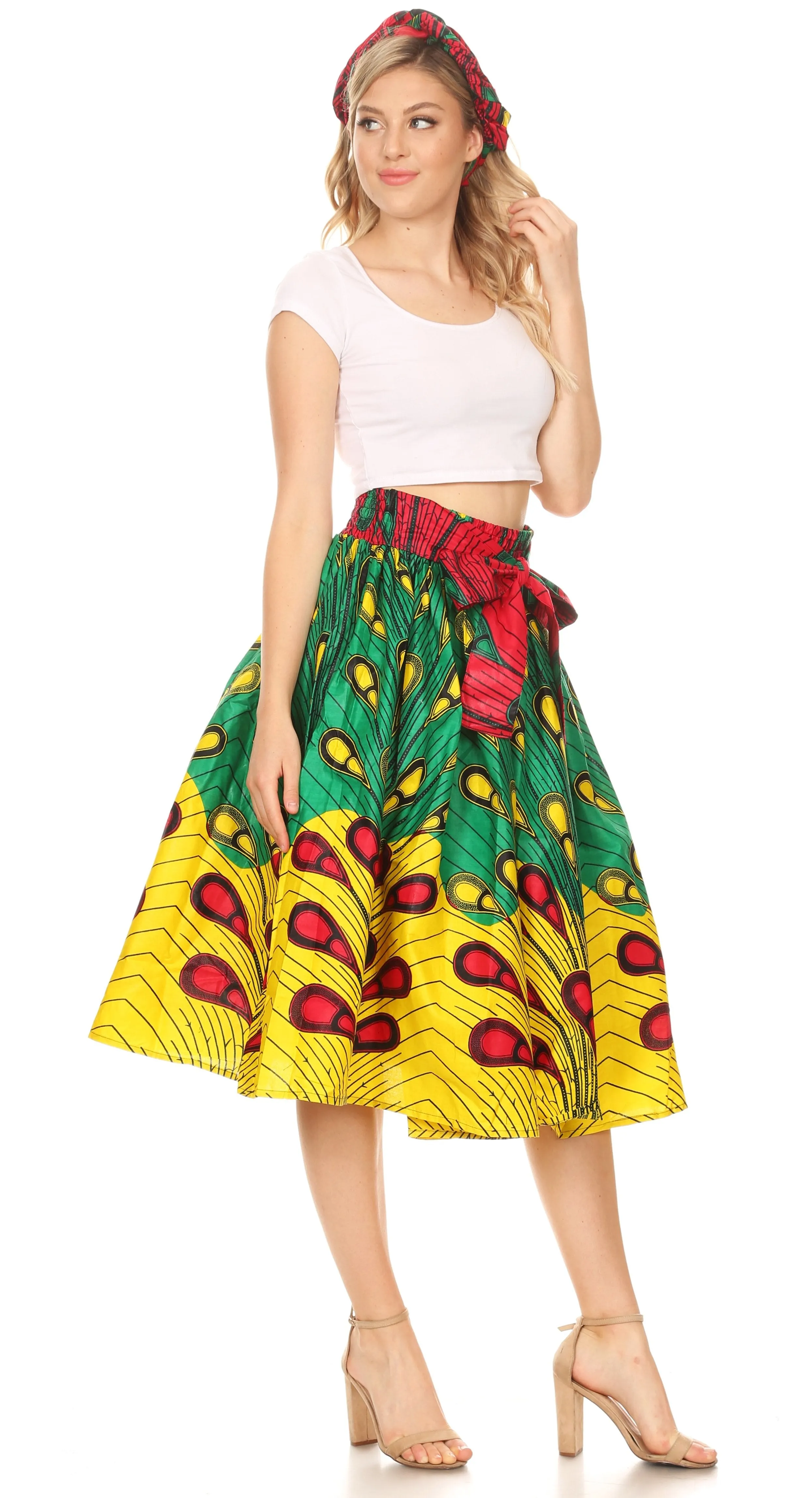 Sakkas African Dutch Ankara Wax Print Full Circle Skirt