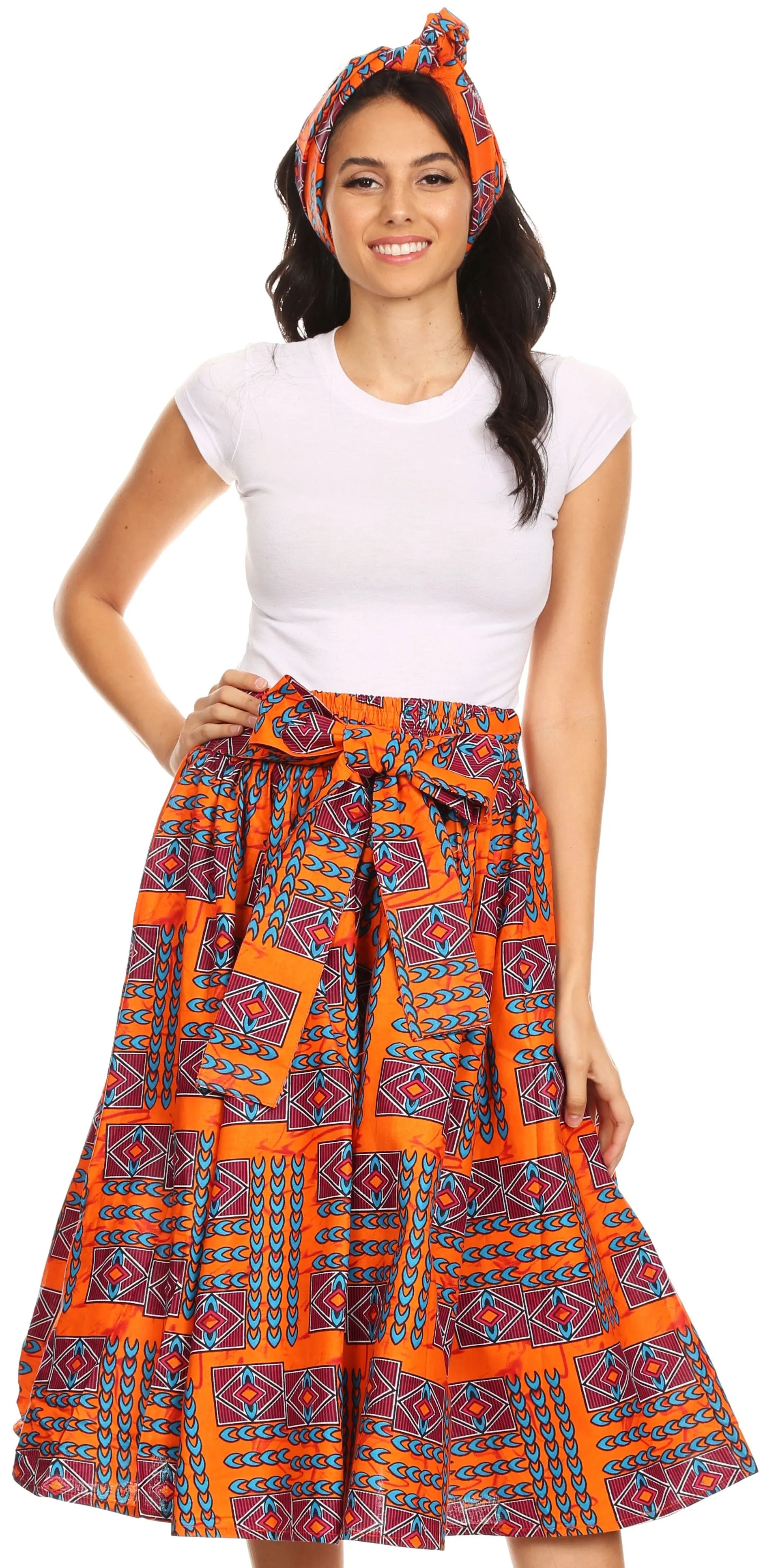 Sakkas African Dutch Ankara Wax Print Full Circle Skirt