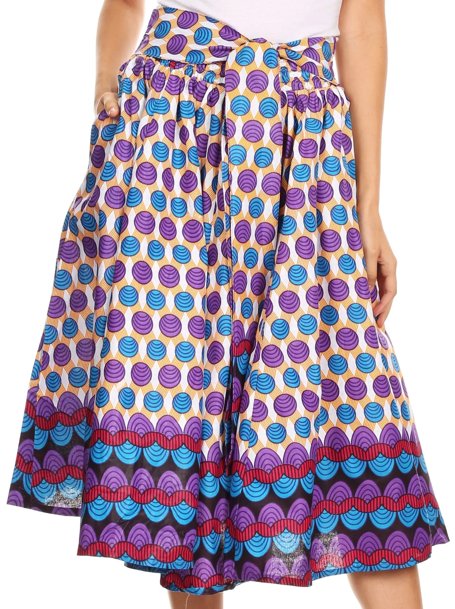 Sakkas African Dutch Ankara Wax Print Full Circle Skirt