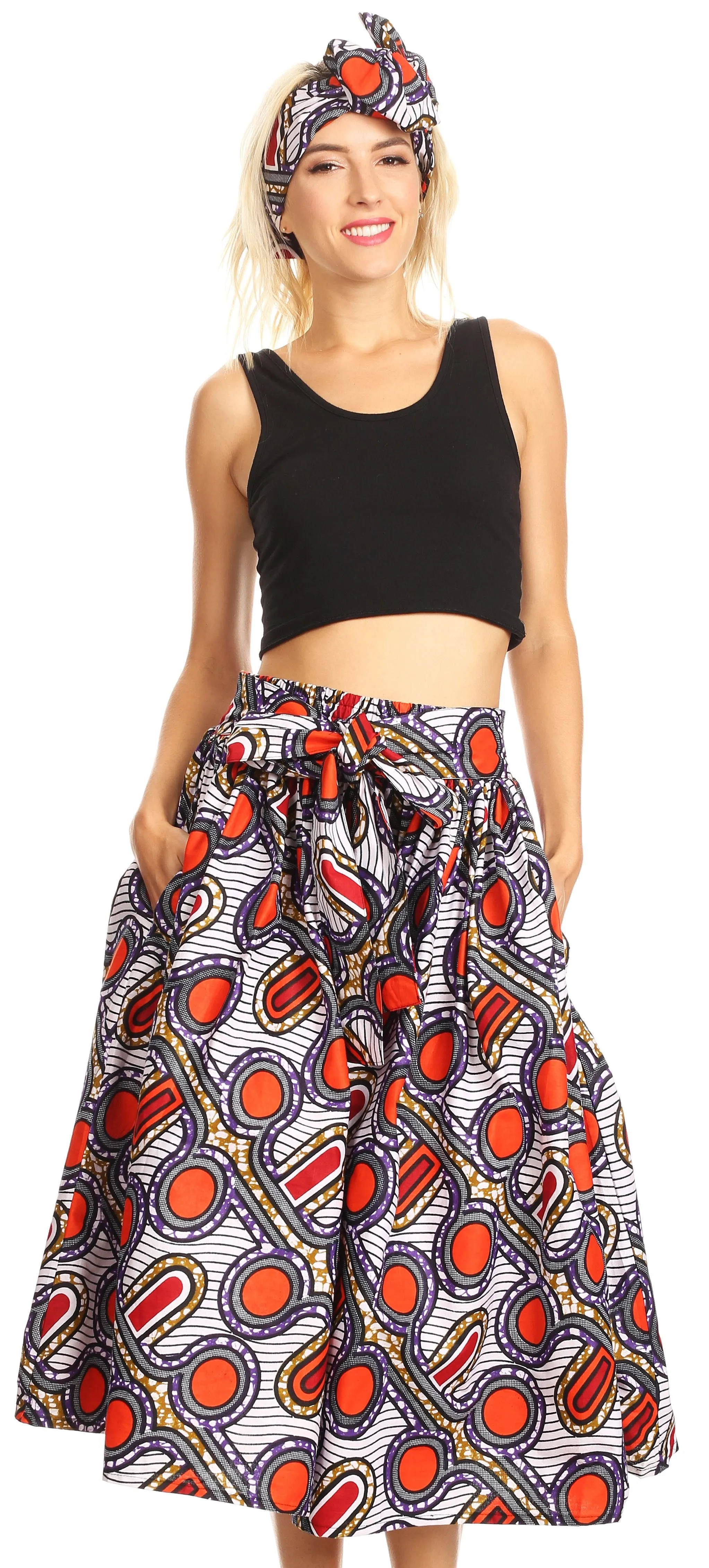 Sakkas African Dutch Ankara Wax Print Full Circle Skirt