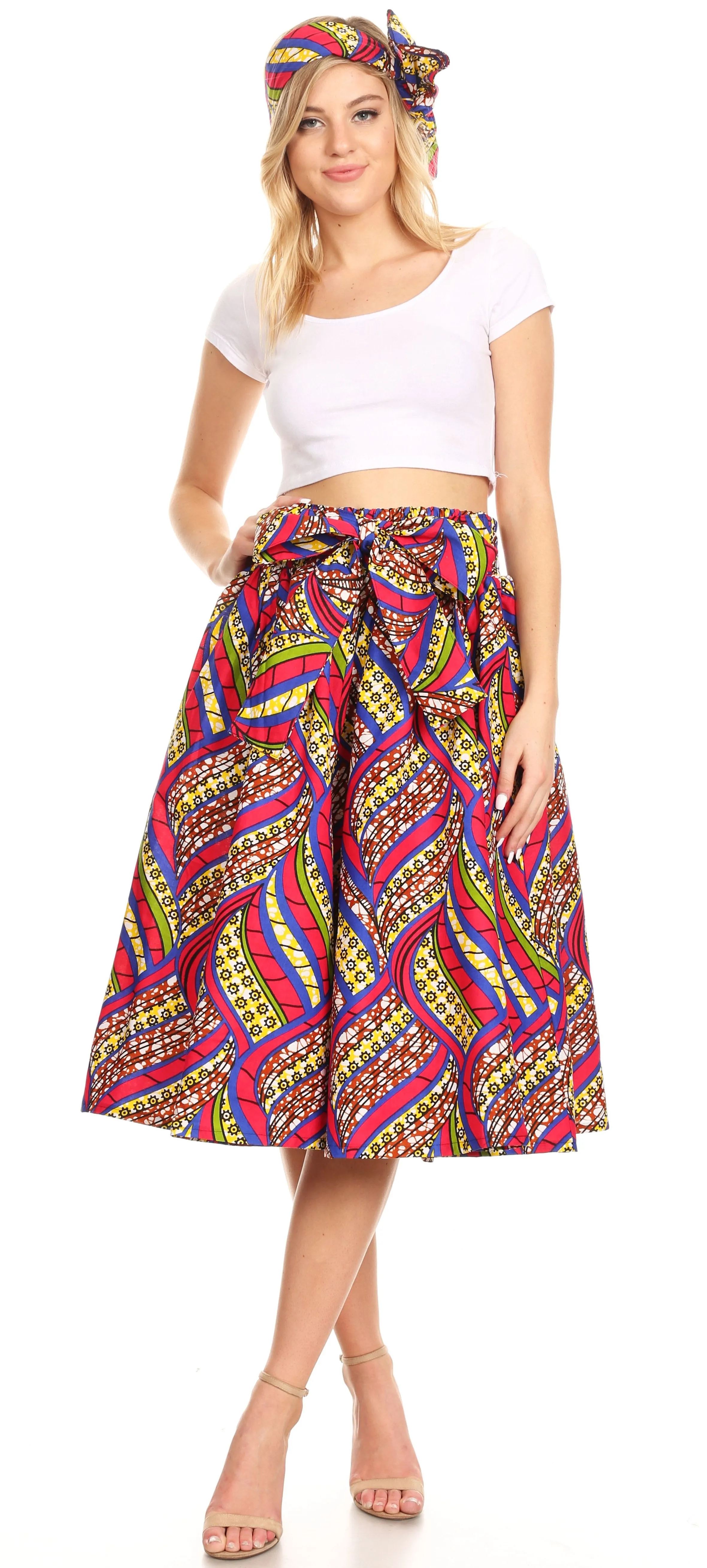 Sakkas African Dutch Ankara Wax Print Full Circle Skirt