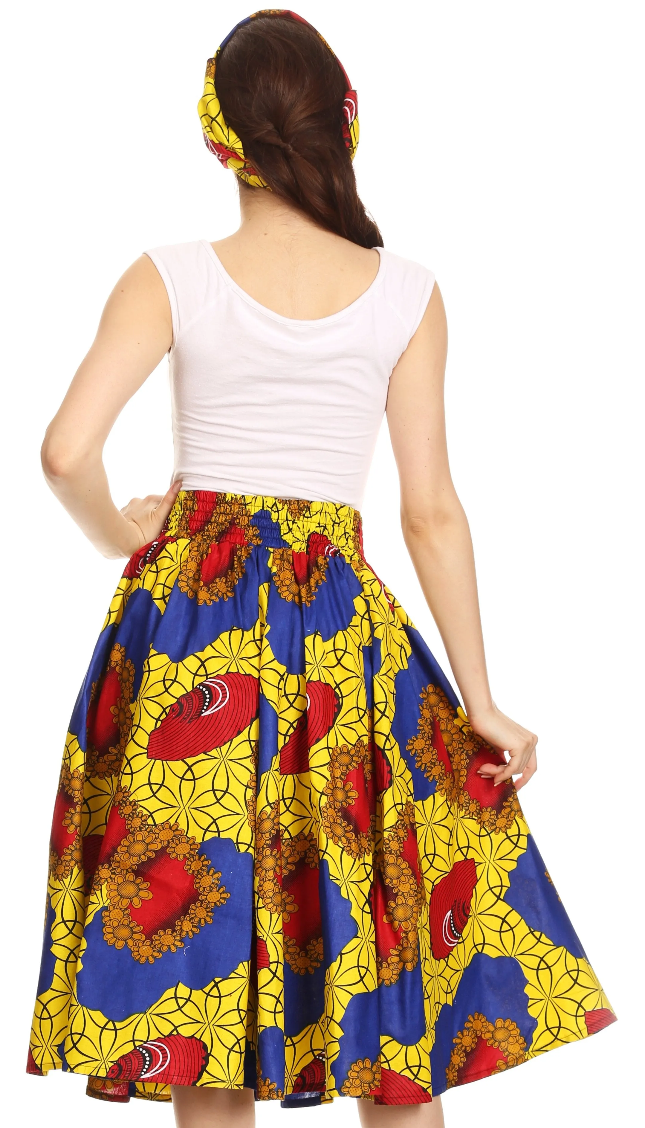 Sakkas African Dutch Ankara Wax Print Full Circle Skirt