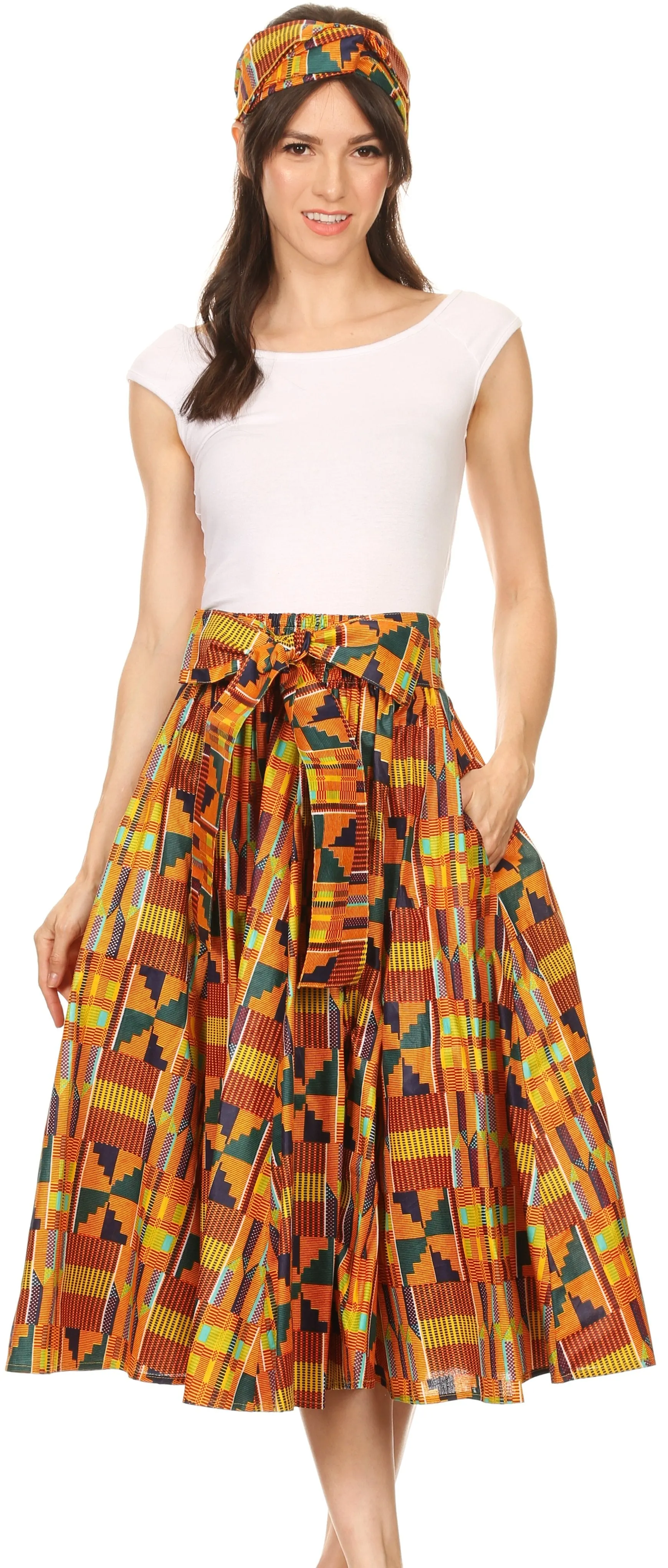 Sakkas African Dutch Ankara Wax Print Full Circle Skirt