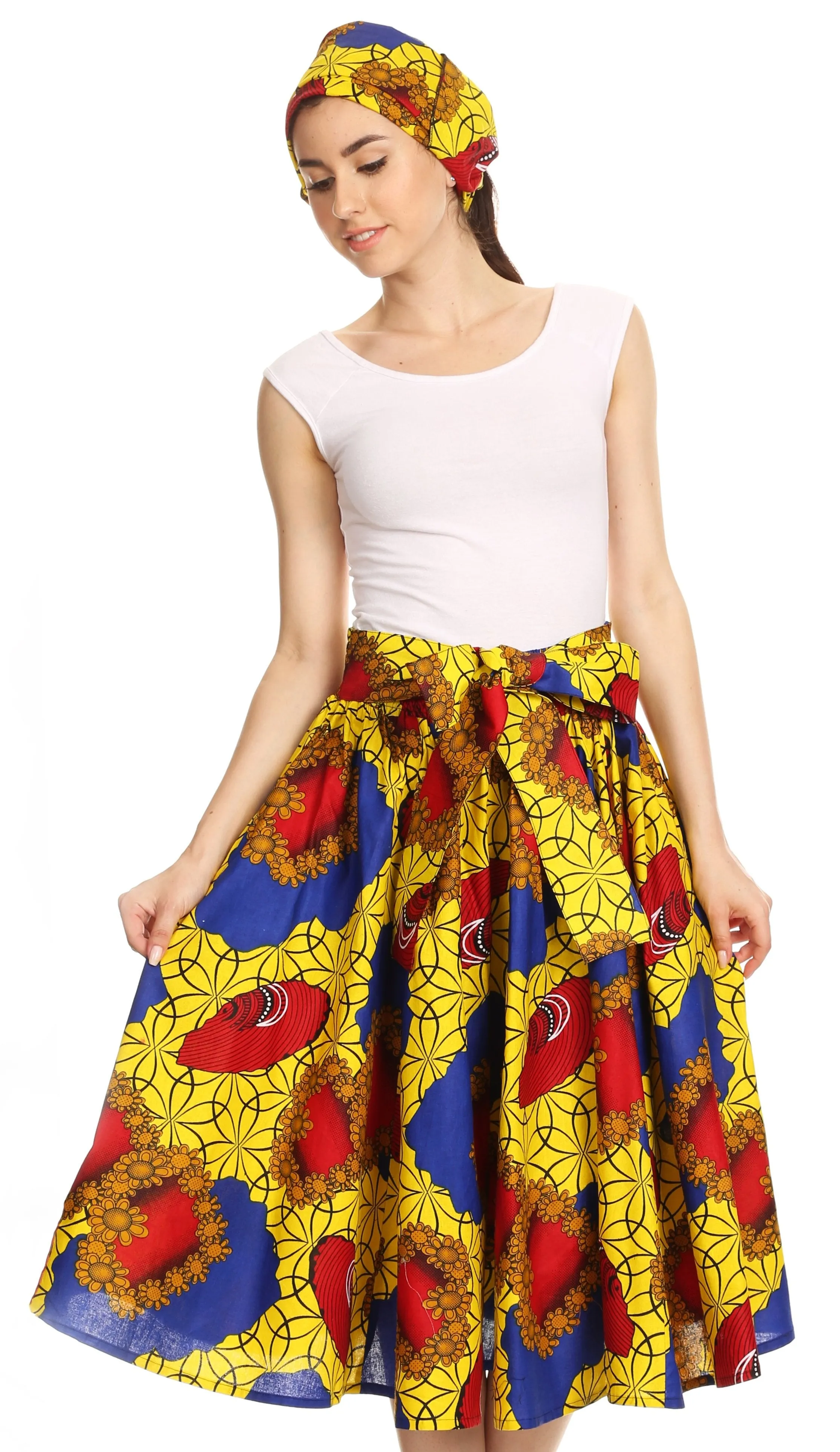 Sakkas African Dutch Ankara Wax Print Full Circle Skirt