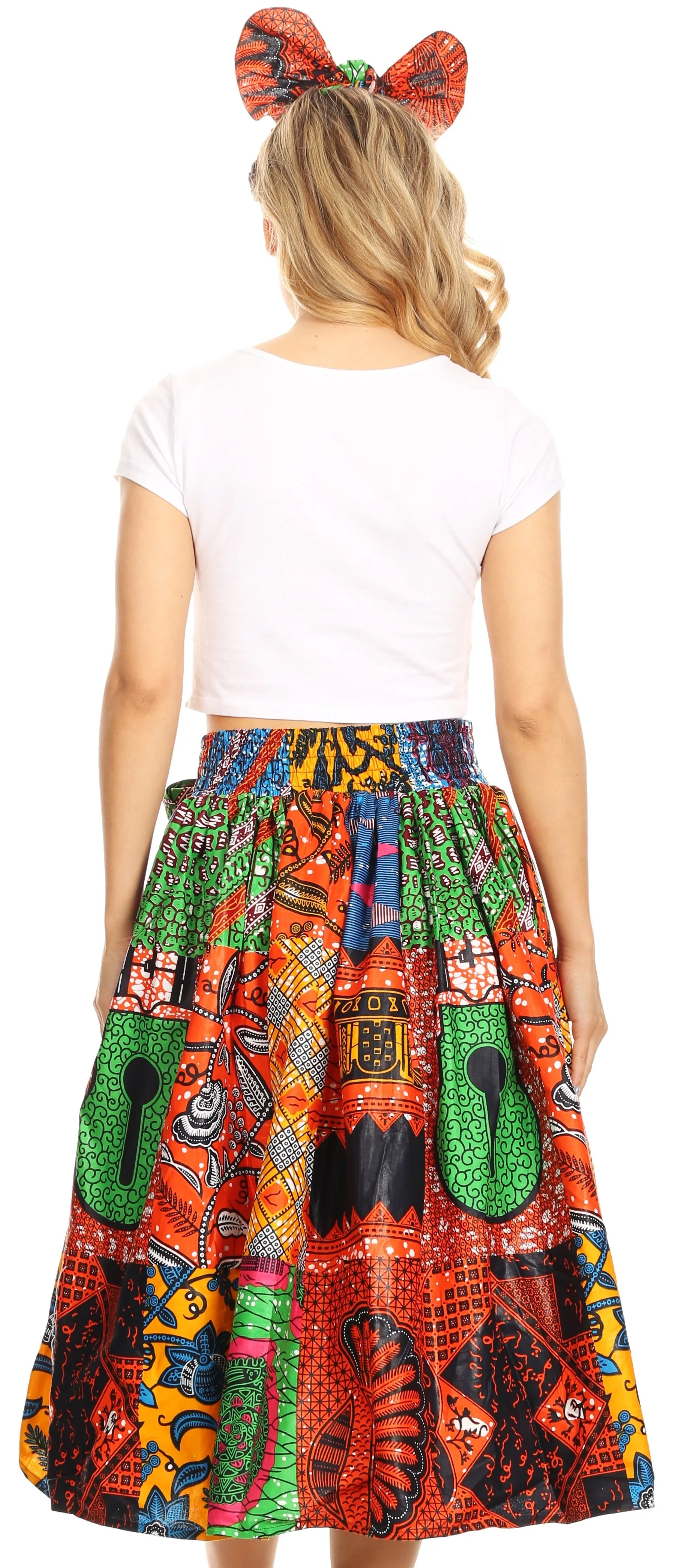 Sakkas African Dutch Ankara Wax Print Full Circle Skirt