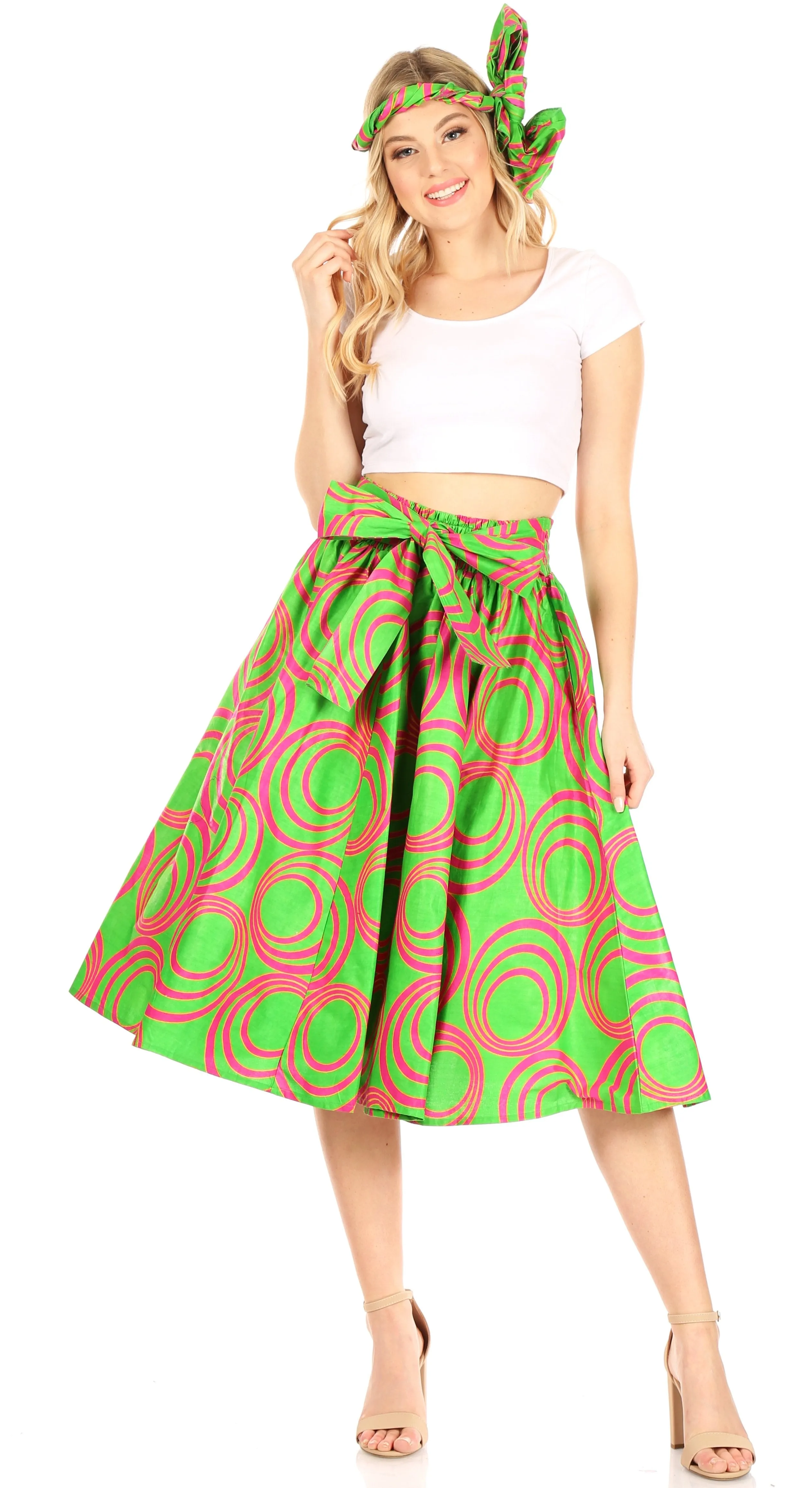 Sakkas African Dutch Ankara Wax Print Full Circle Skirt